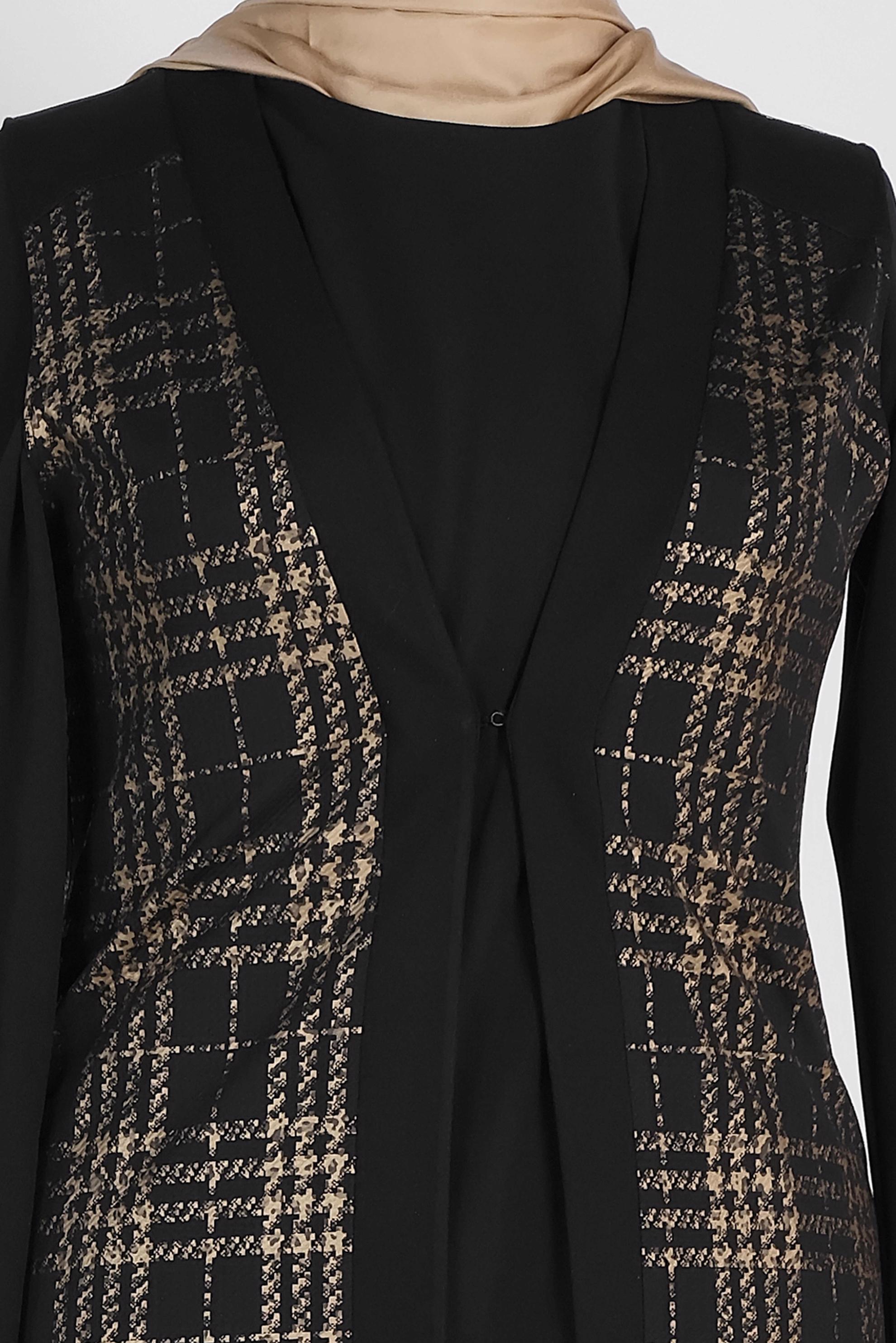 Tesettür giyim ALTIN EKOSE YELEKLİ TUNİK 2856