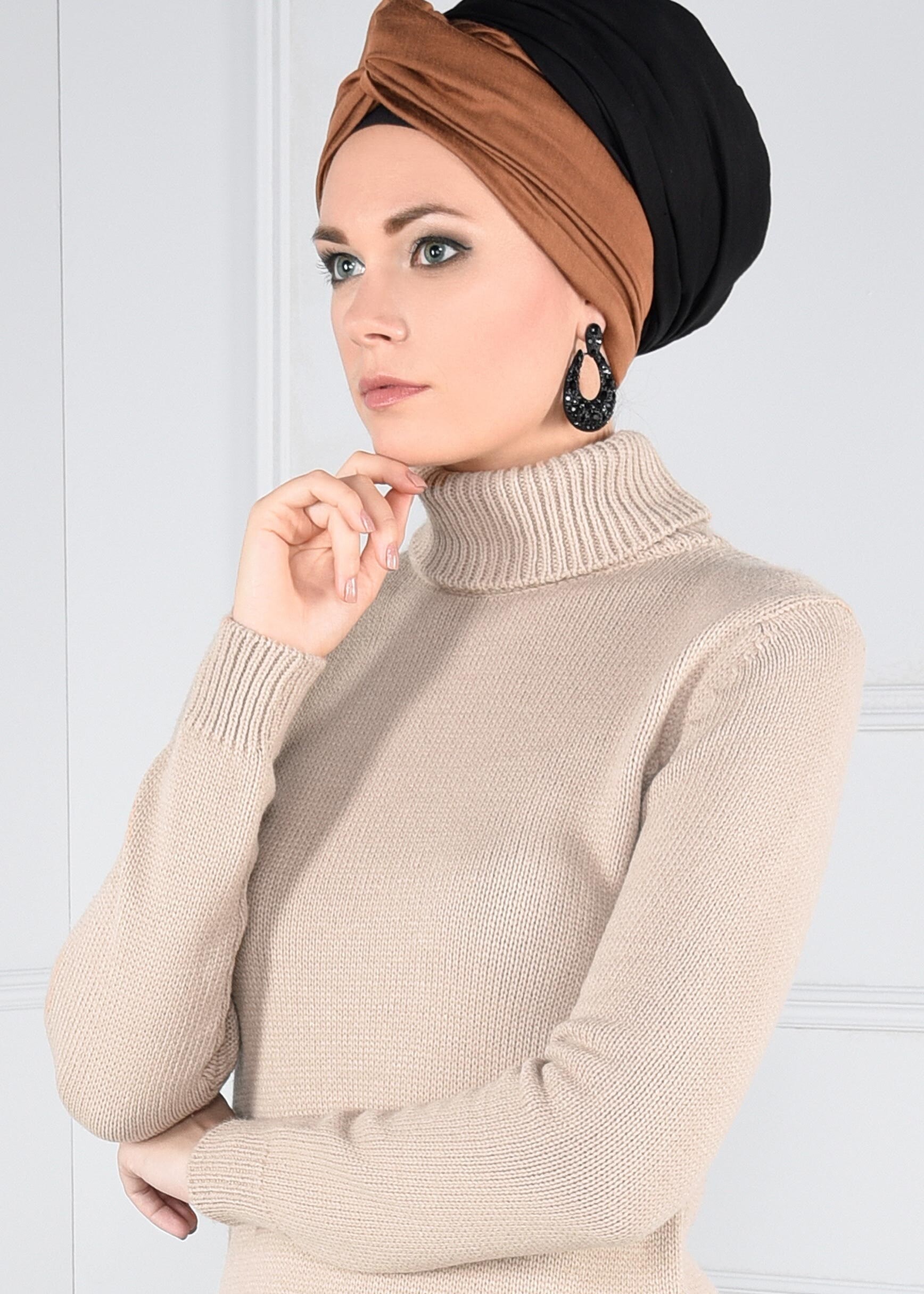 Tesettür giyim KAHVE TRİKO UZUN TUNİK 4581