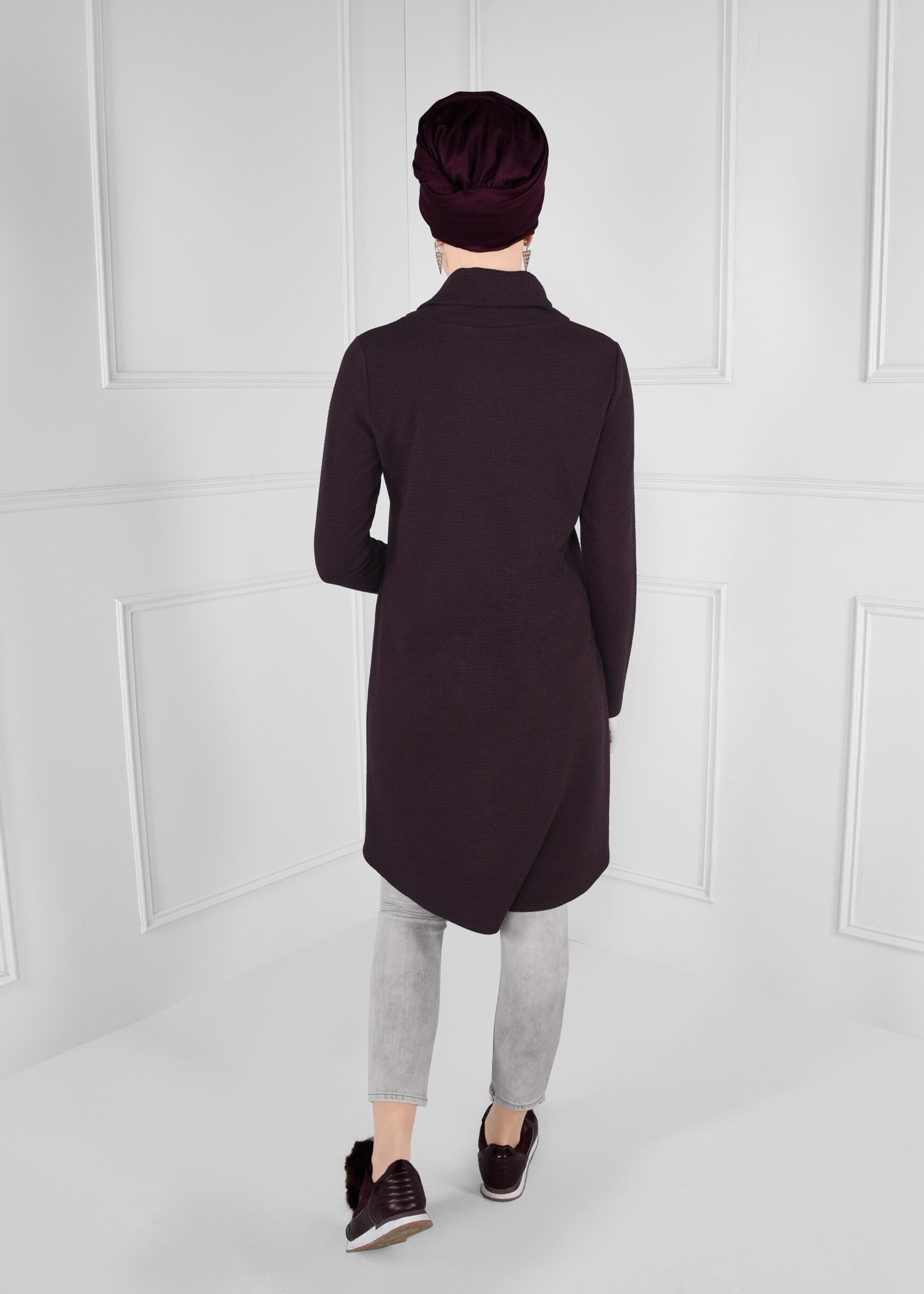 Tesettür giyim MOR ASİMETRİK KESİM TUNİK 4613