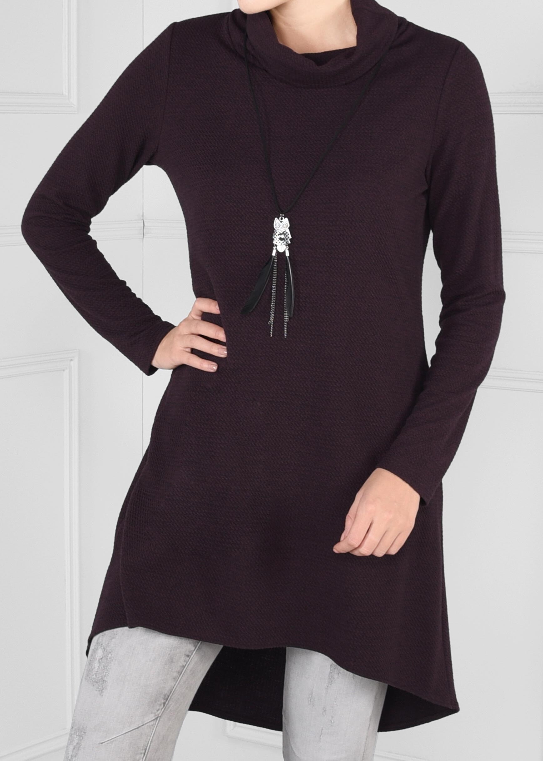 Tesettür giyim MOR ASİMETRİK KESİM TUNİK 4613