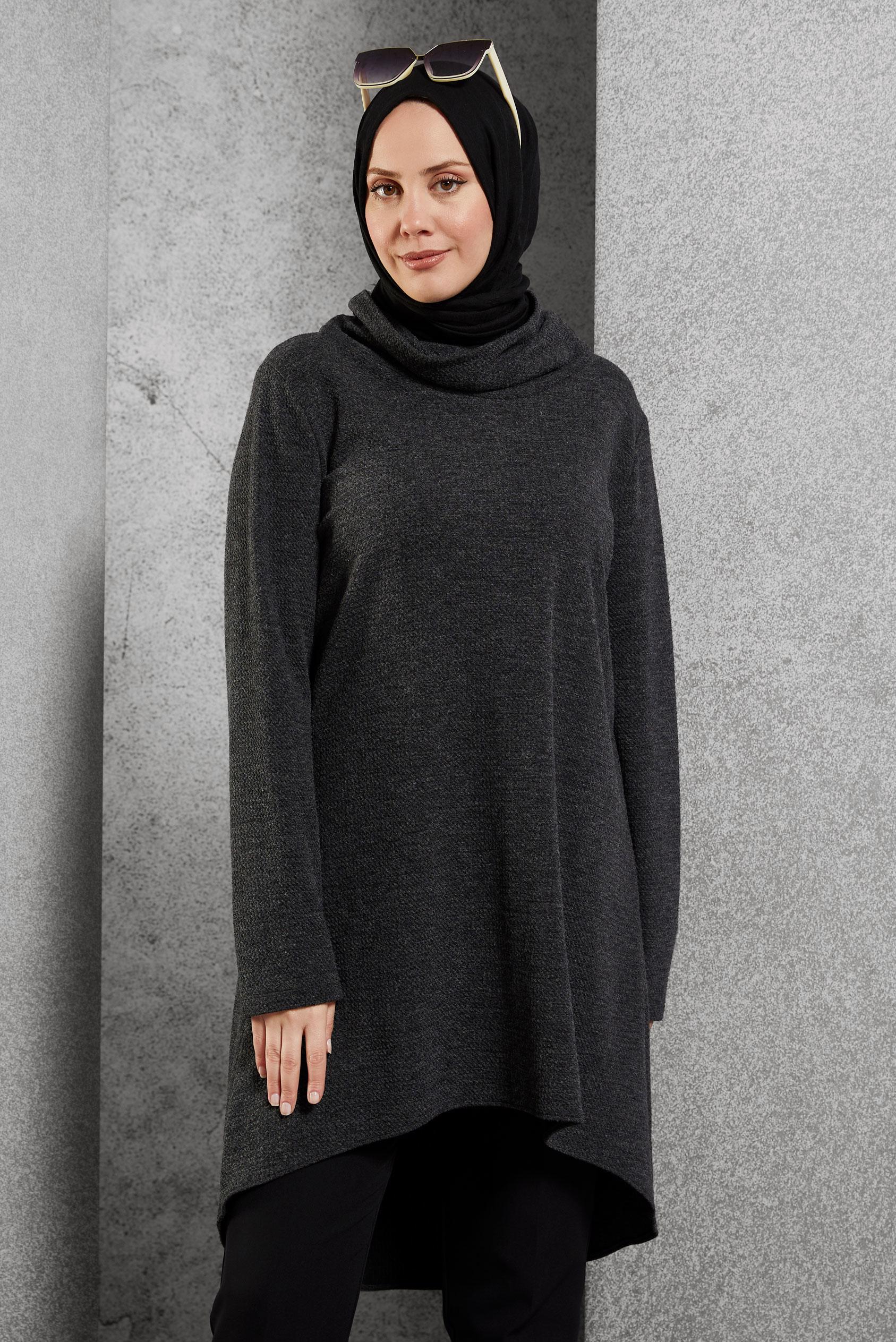 Hijab clothing GREY ASYMMETRIC CUT TUNIC 4613