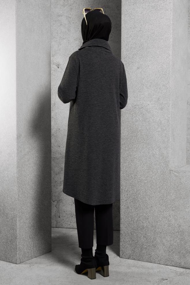 Tesettür giyim GRİ ASİMETRİK KESİM TUNİK 4613 - ALVİNA