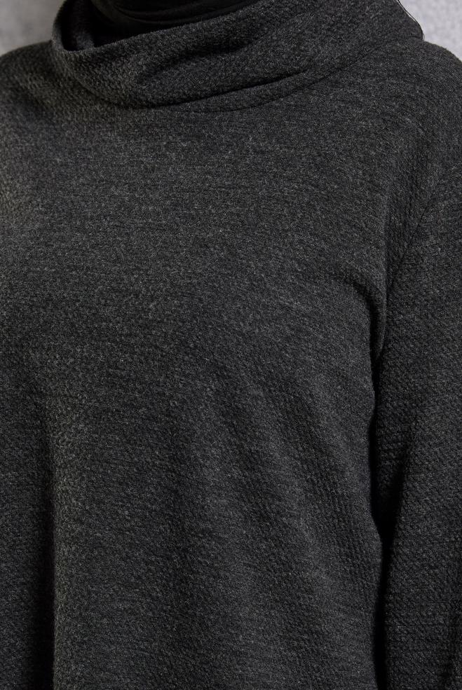 Tesettür giyim GRİ ASİMETRİK KESİM TUNİK 4613 - ALVİNA