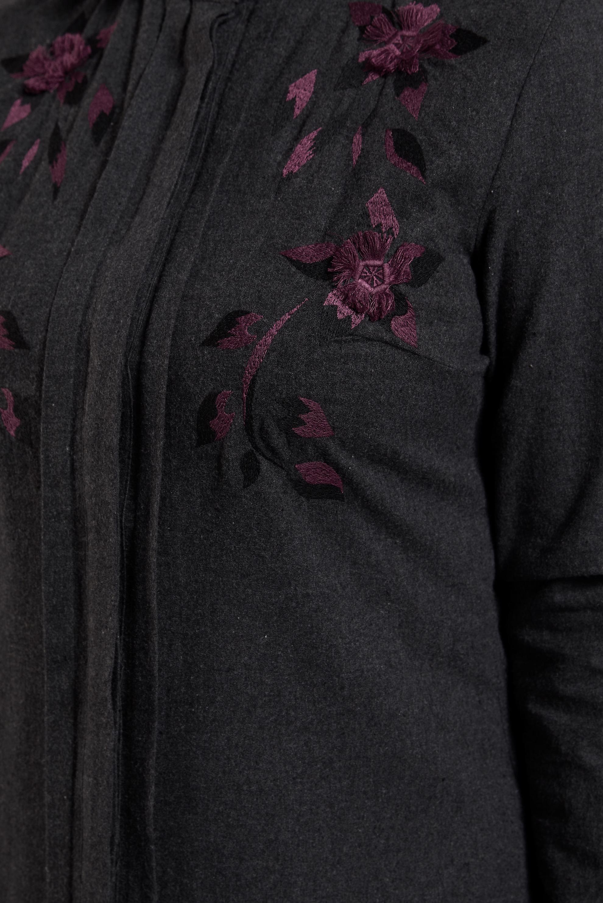 Tesettür giyim GRİ ÇİÇEK İŞLEMELİ YAKASI DÜĞMELİ TUNİK 4616 