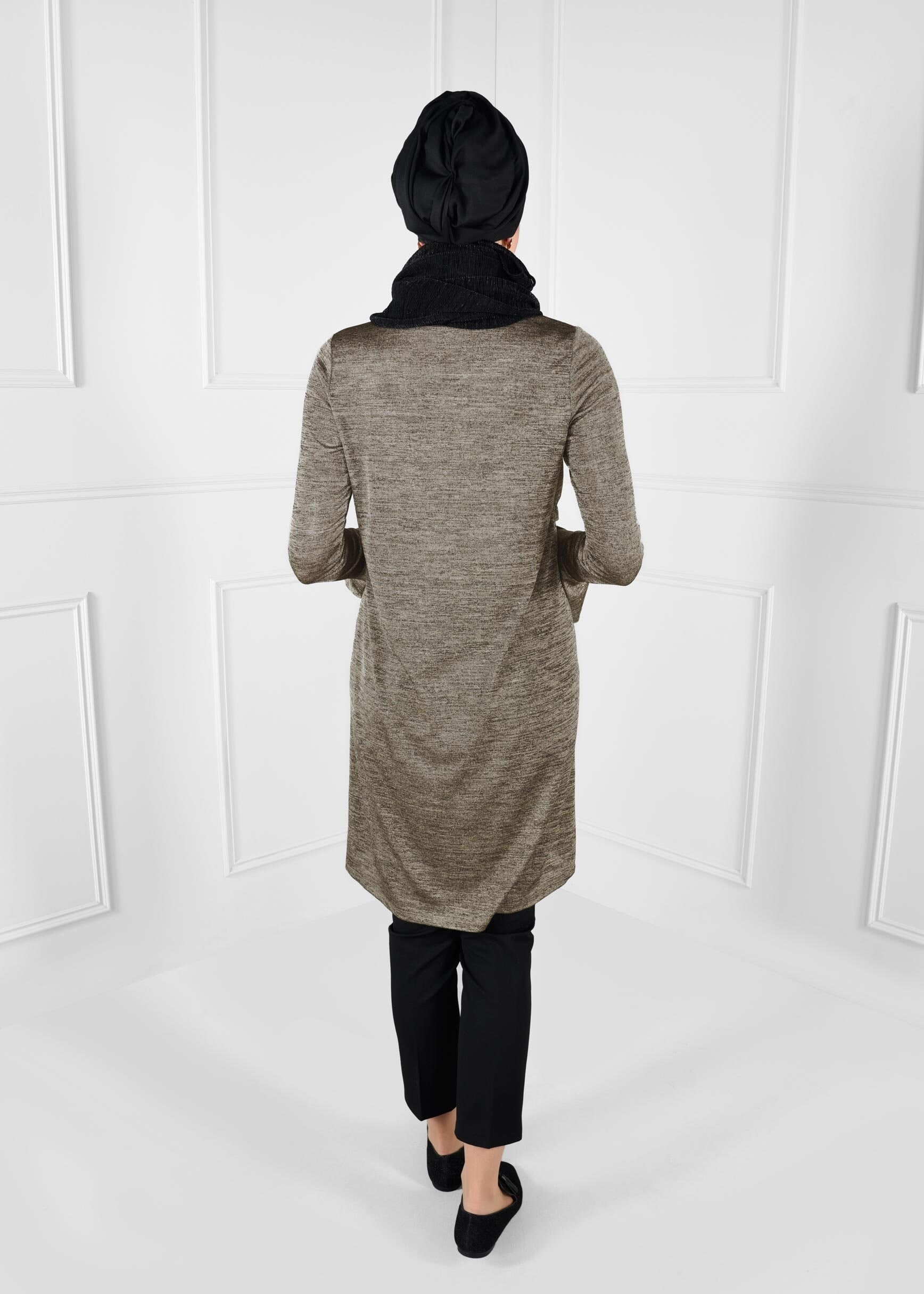 Tesettür giyim ALTIN VOLANLI TAŞ BASKILI TUNİK 4622