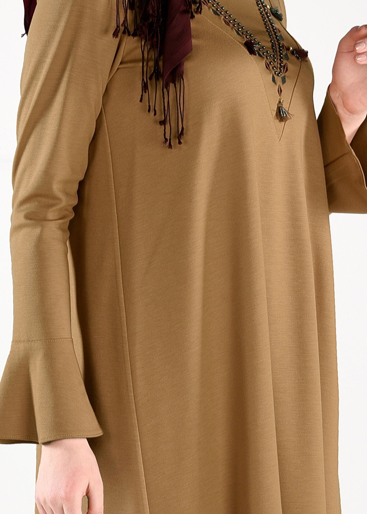 Tesettür giyim SARI PÜSKÜLLÜ SALAŞ KESİM TUNİK 4680