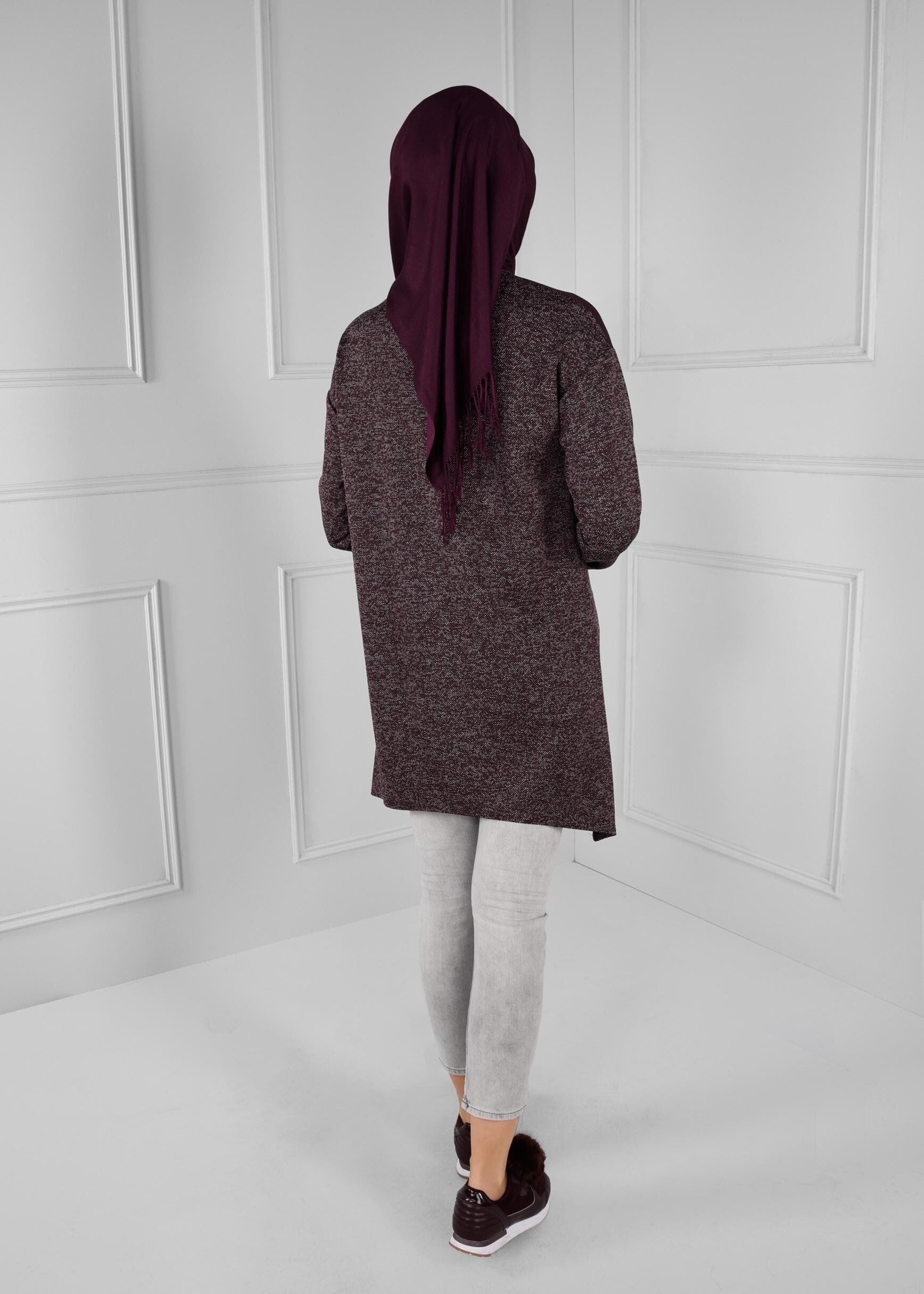 Tesettür giyim MÜRDÜM NAKIŞ DETAYLI SALAŞ TUNİK 4689 