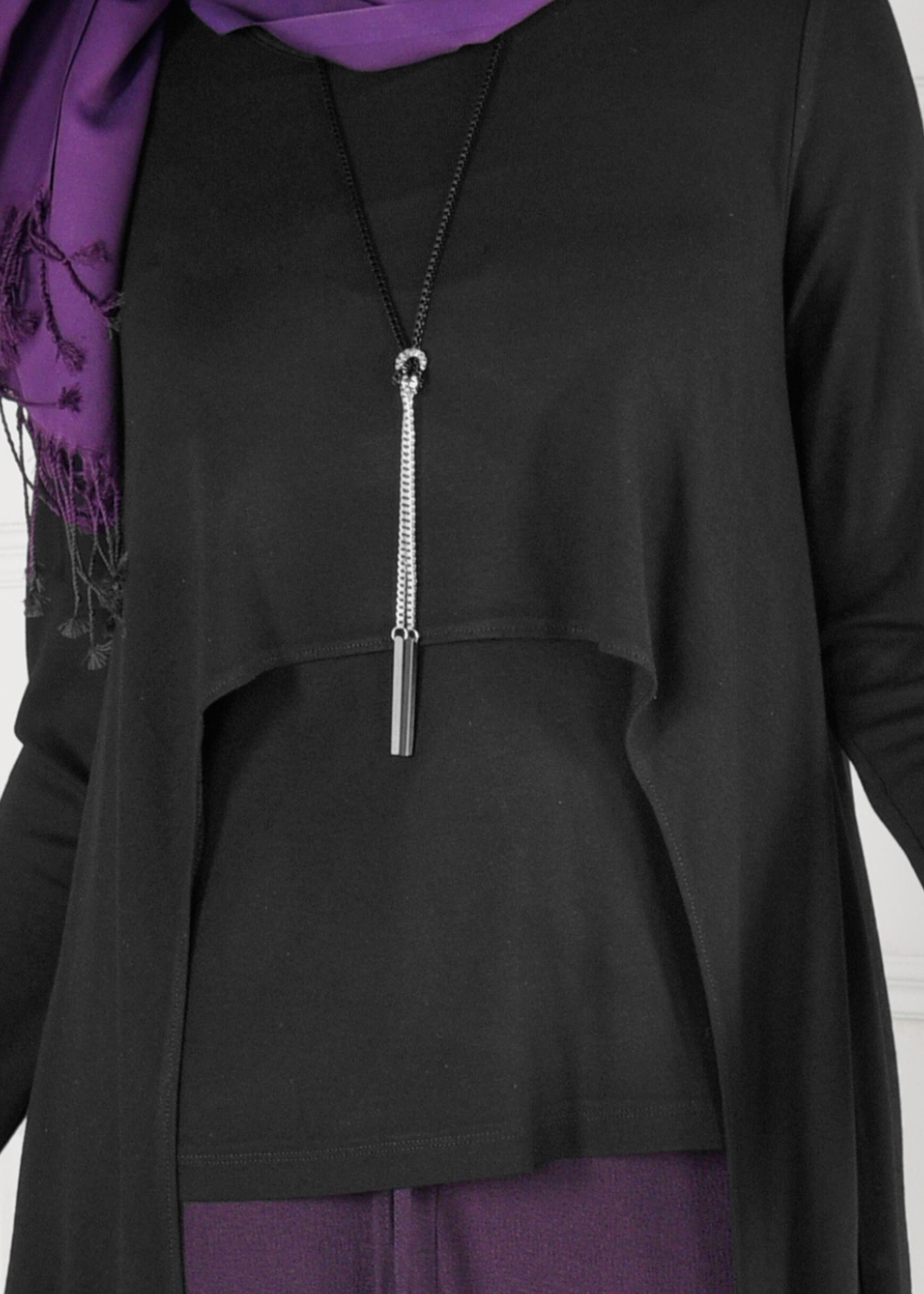 Tesettür giyim SİYAH ASİMETRİK KESİM TUNİK 4753