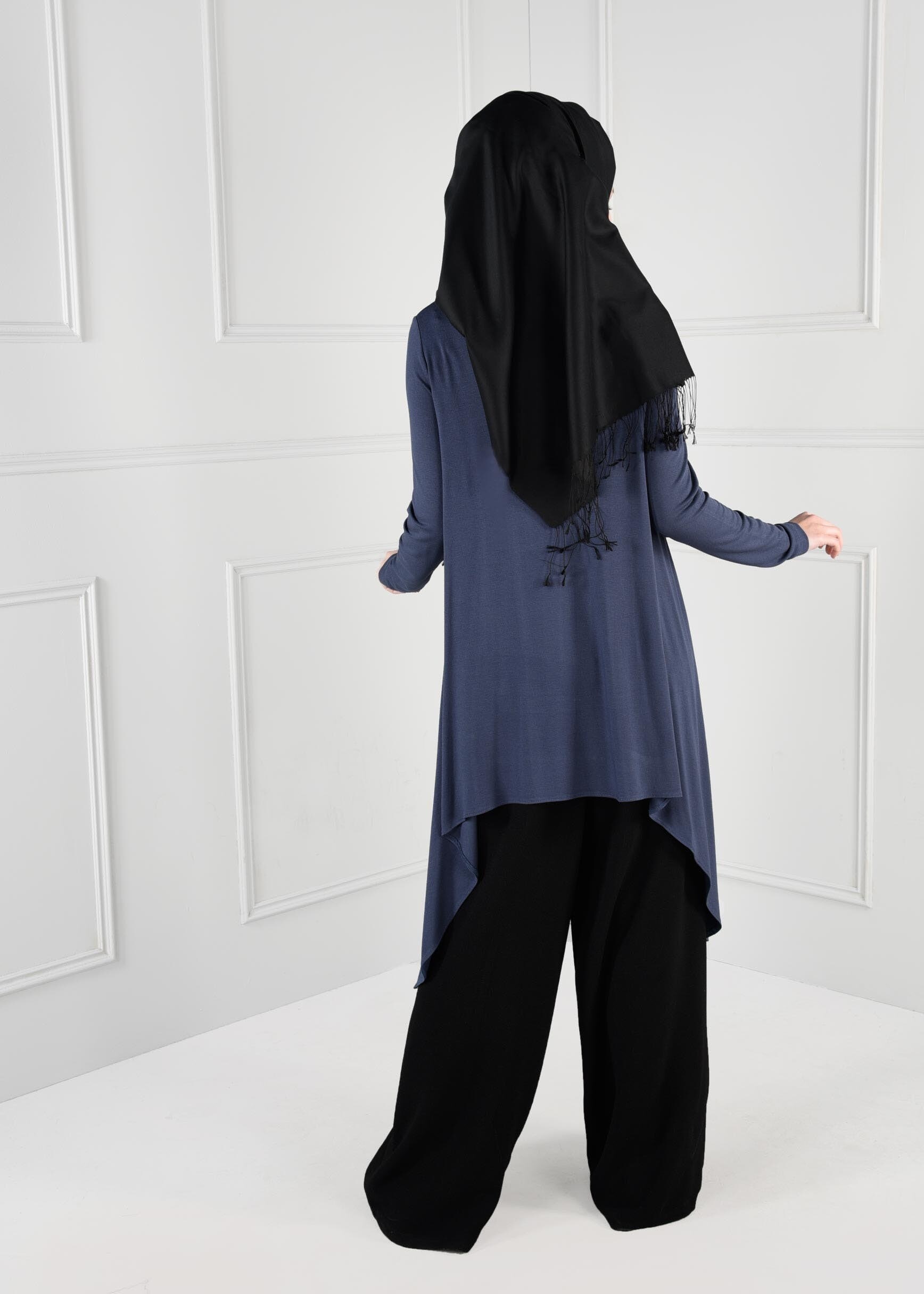 Tesettür giyim LACİVERT ASİMETRİK KESİM TUNİK 4753