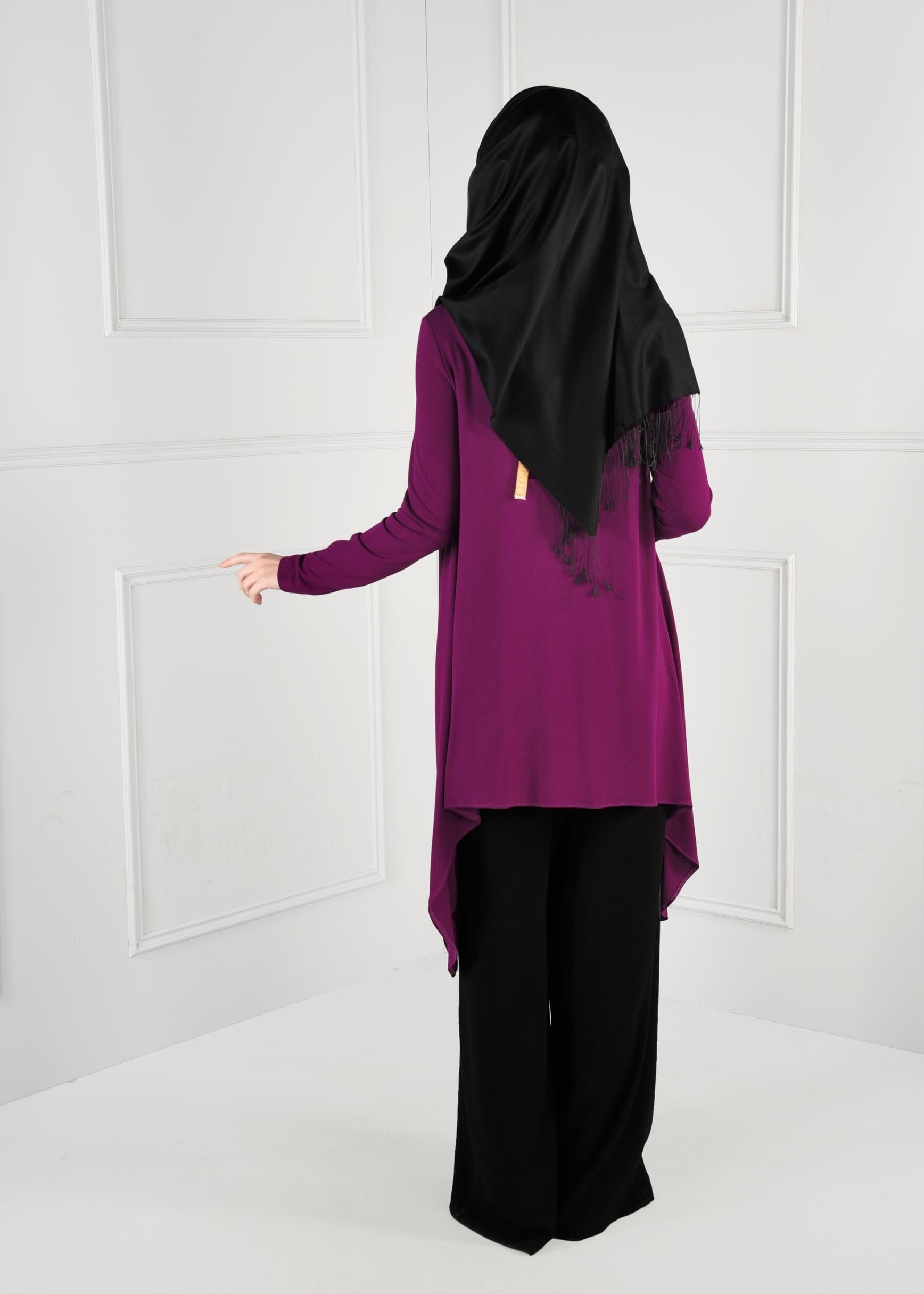 Tesettür giyim MOR ASİMETRİK KESİM TUNİK 4753