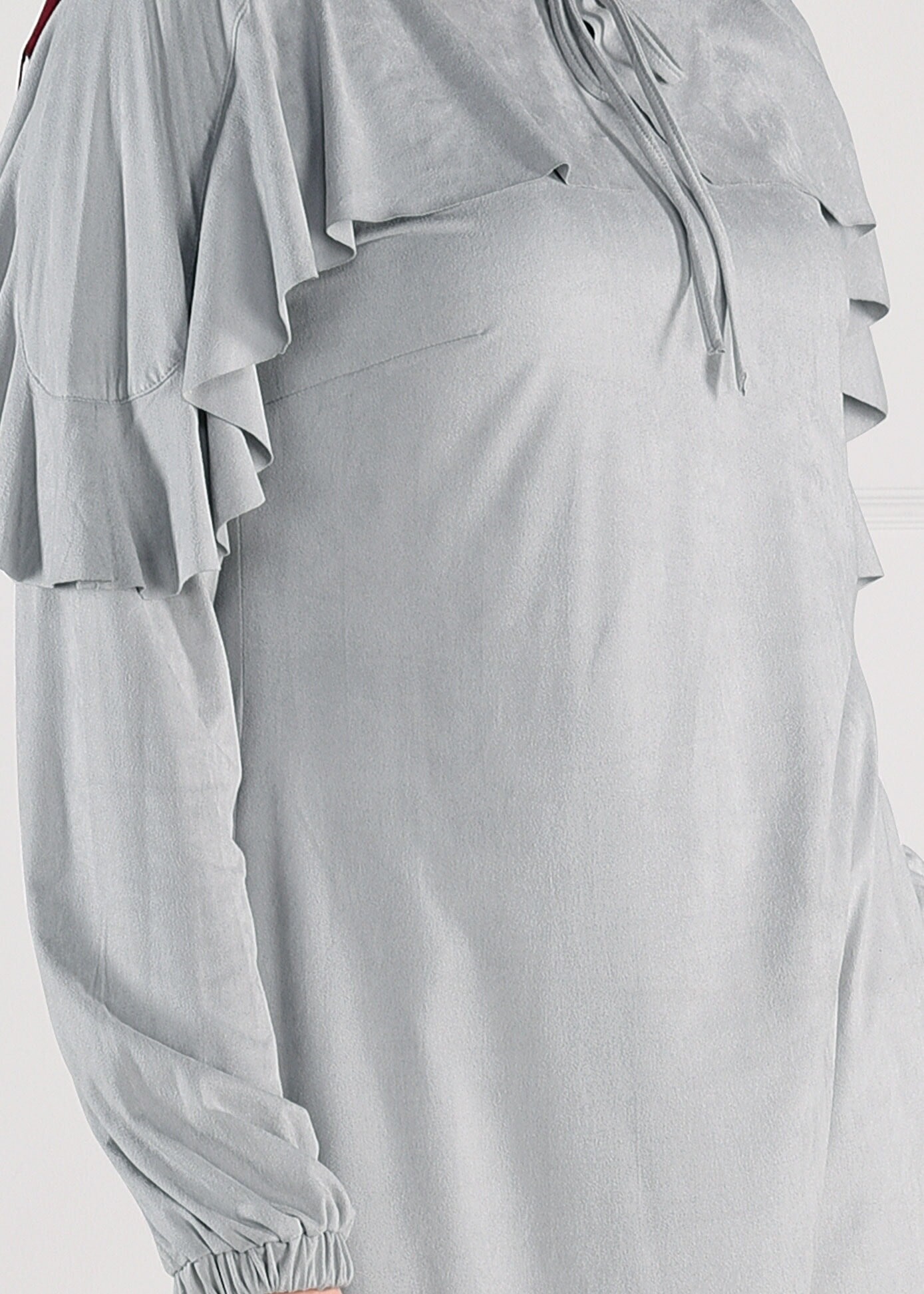 Tesettür giyim GÜMÜŞ MANŞETLERİ LASTİKLİ ASİMETRİK KESİM TUNİK 4763