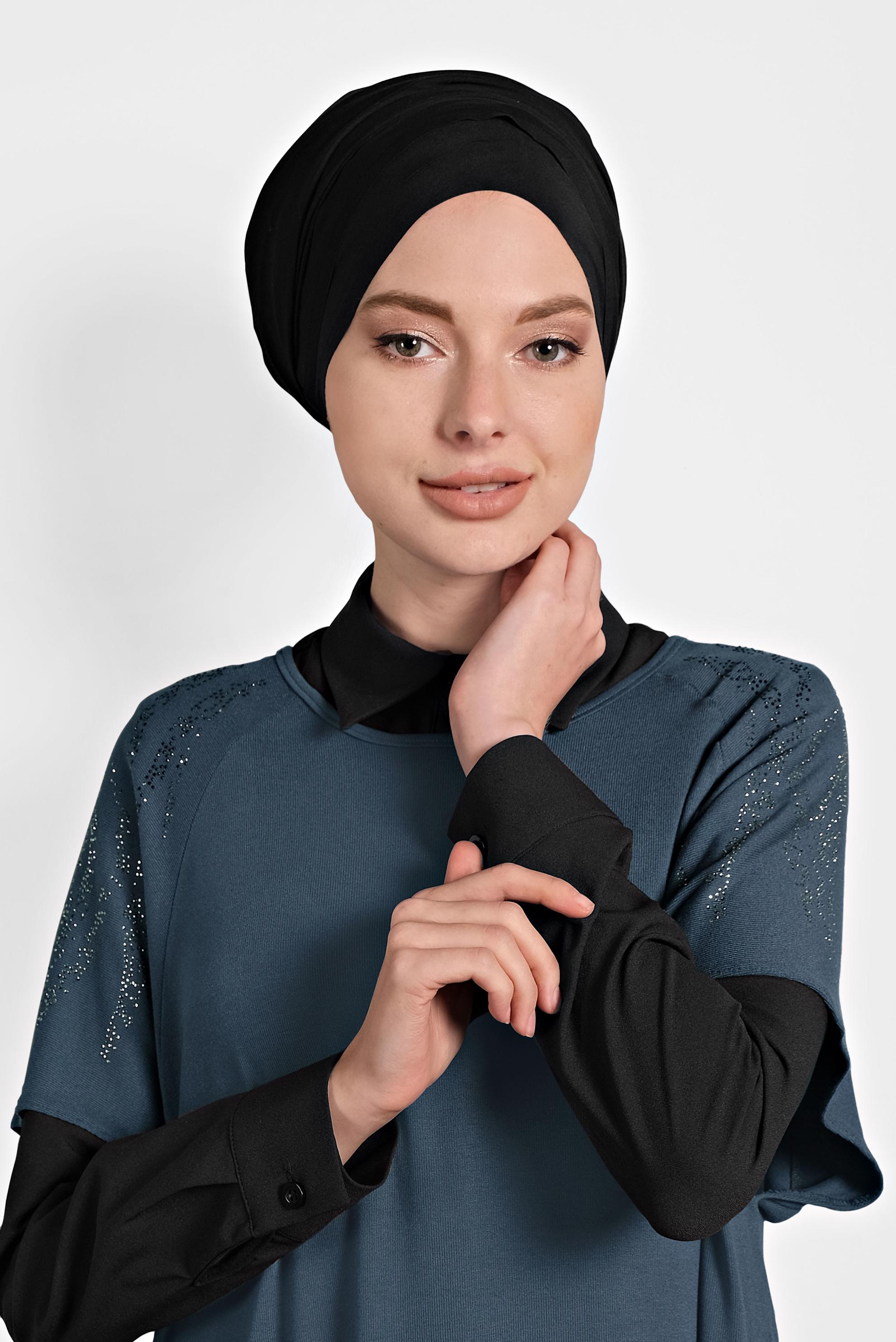 Tesettür giyim LACİVERT ASİMETRİK KESİM 2&prime;Lİ TUNİK 4787