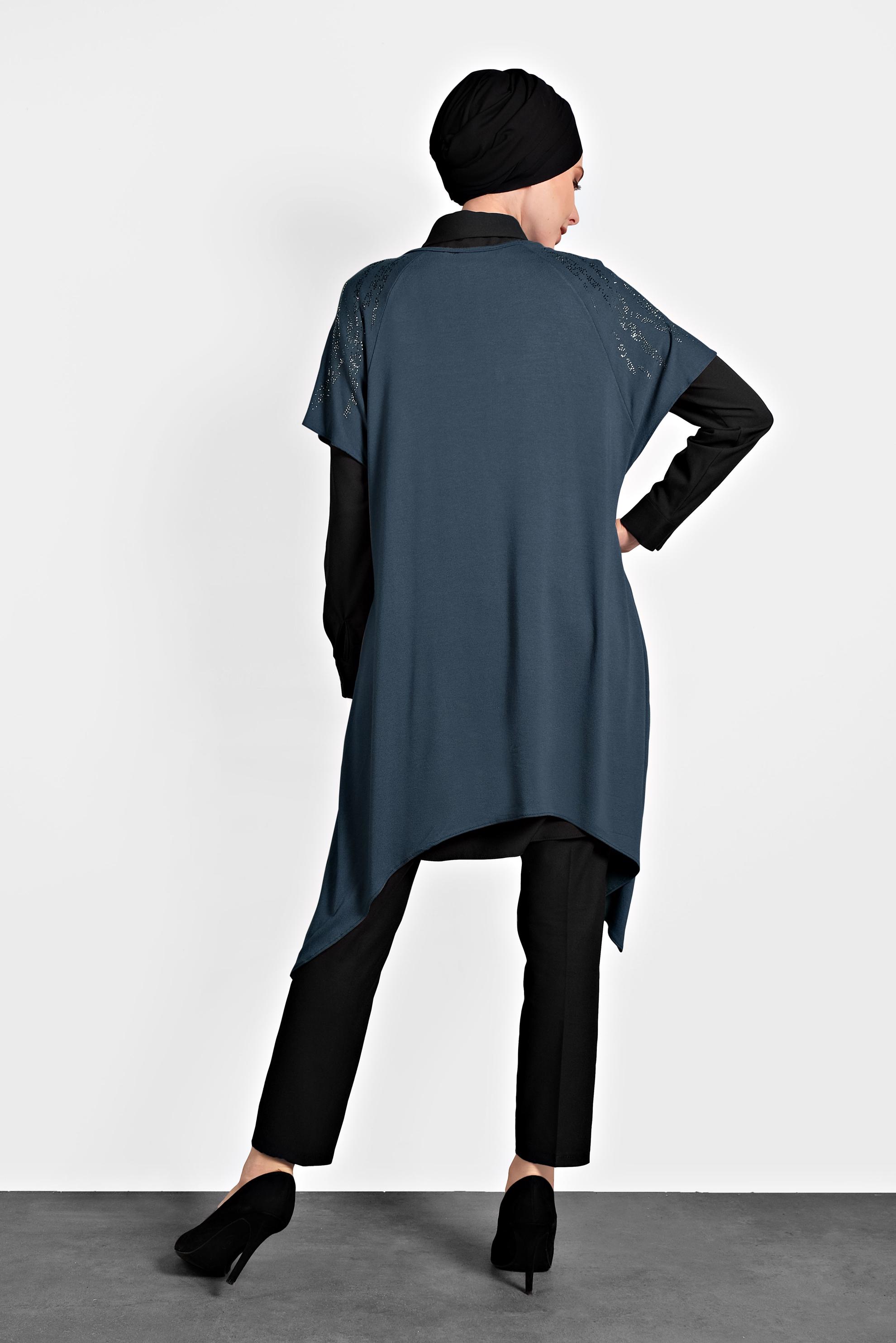 Tesettür giyim LACİVERT ASİMETRİK KESİM 2&prime;Lİ TUNİK 4787