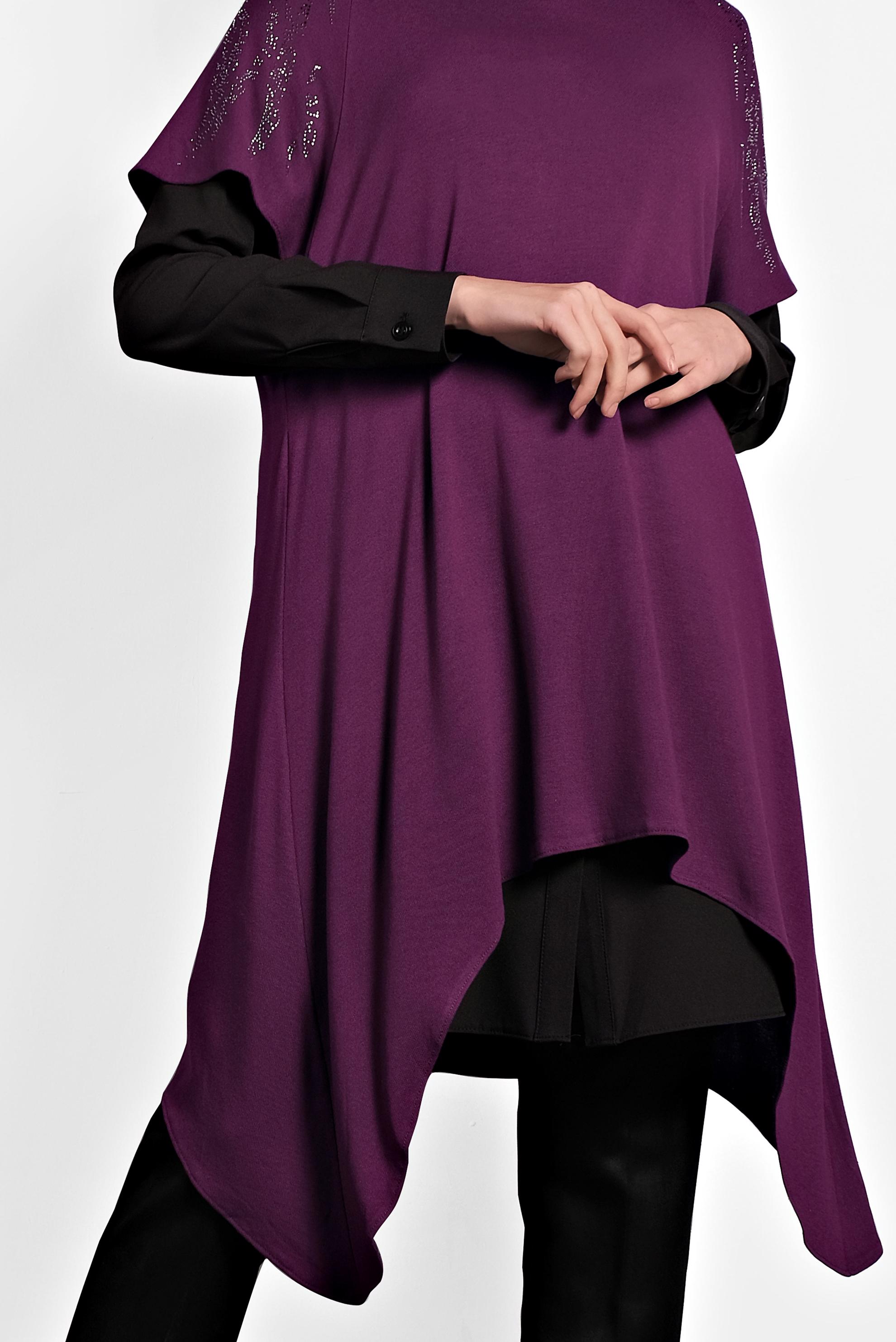 Tesettür giyim MOR ASİMETRİK KESİM 2&prime;Lİ TUNİK 4787