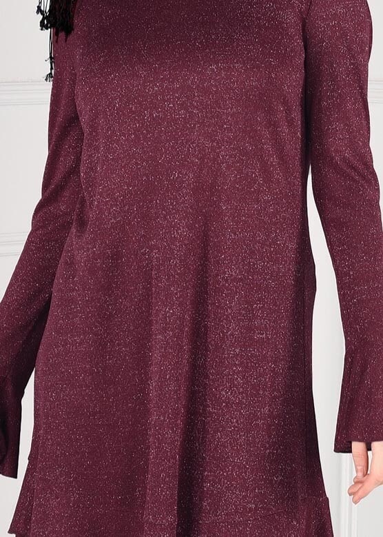 Tesettür giyim BORDO VOLANLI SİMLİ TUNİK 4793