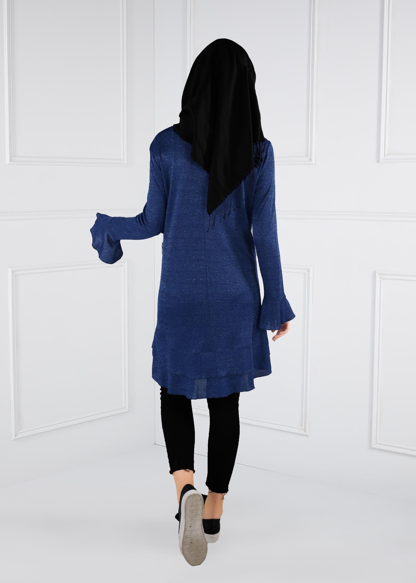 Tesettür giyim LACİVERT VOLANLI SİMLİ TUNİK 4793
