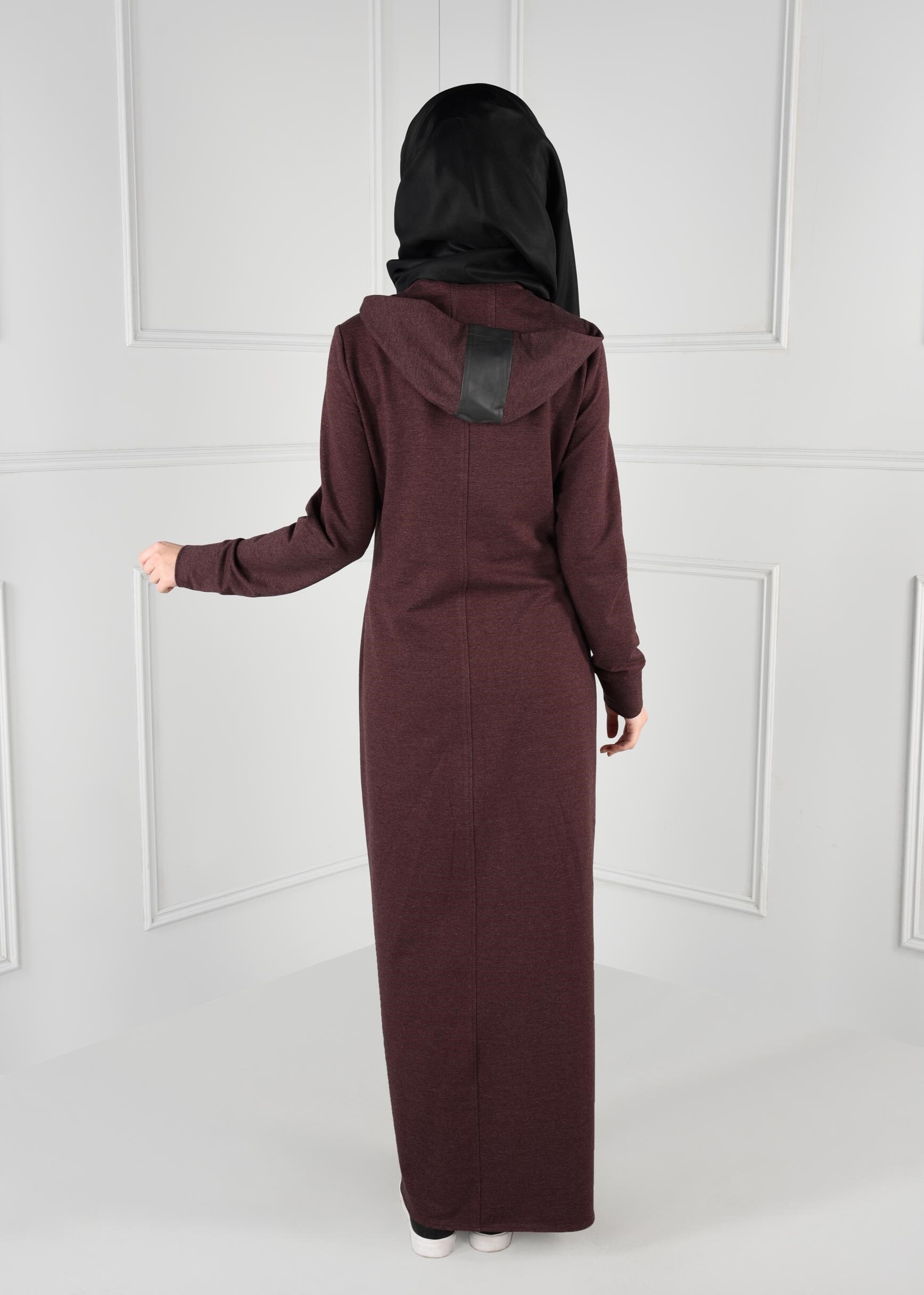 Tesettür giyim GRİ KAPÜŞONLU CEPLİ FERMUARLI EŞOFMAN TUNİK 4802