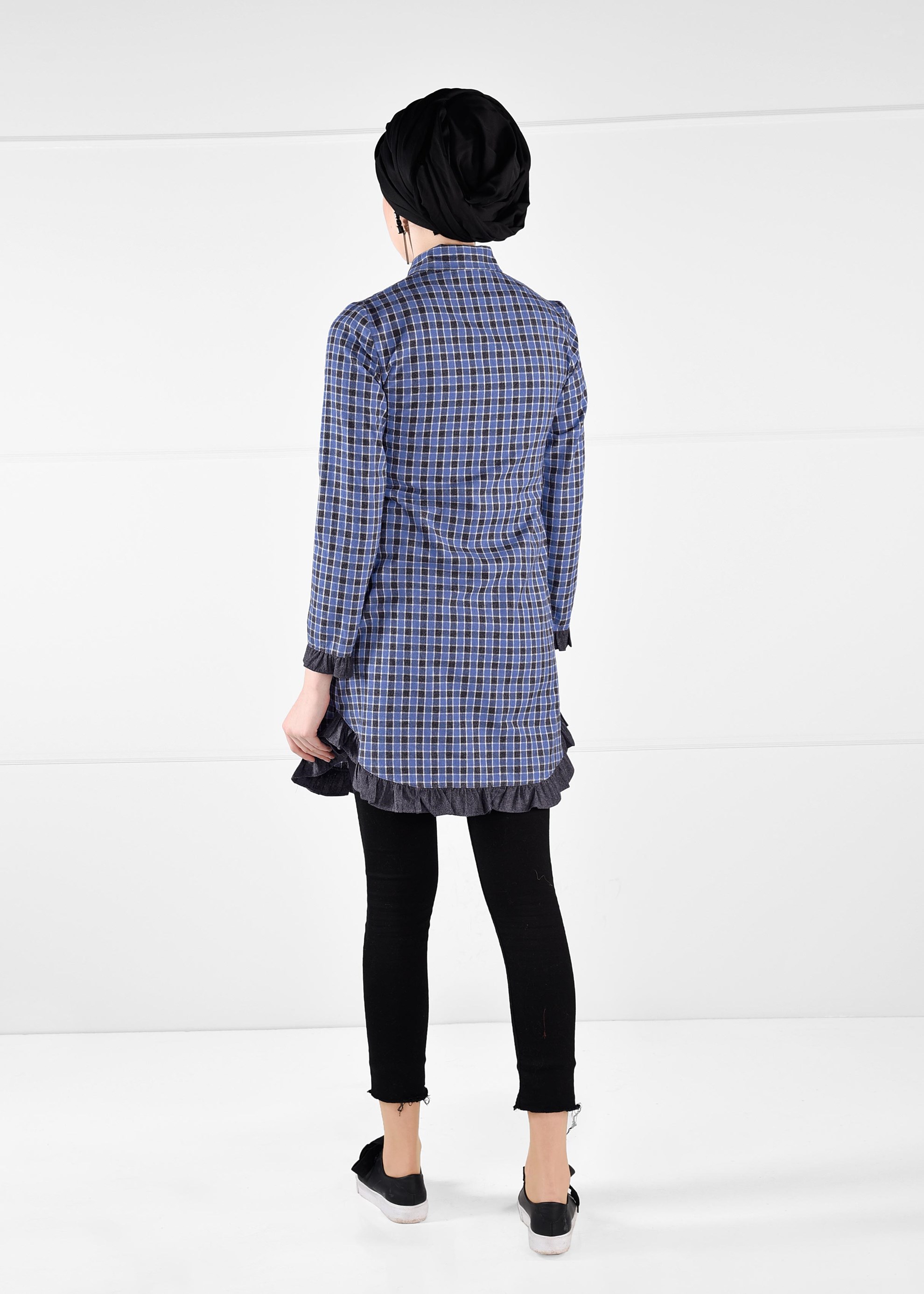 Tesettür giyim LACİVERT PÖTİKARE GİZLİ DÜĞMELİ TUNİK 4830