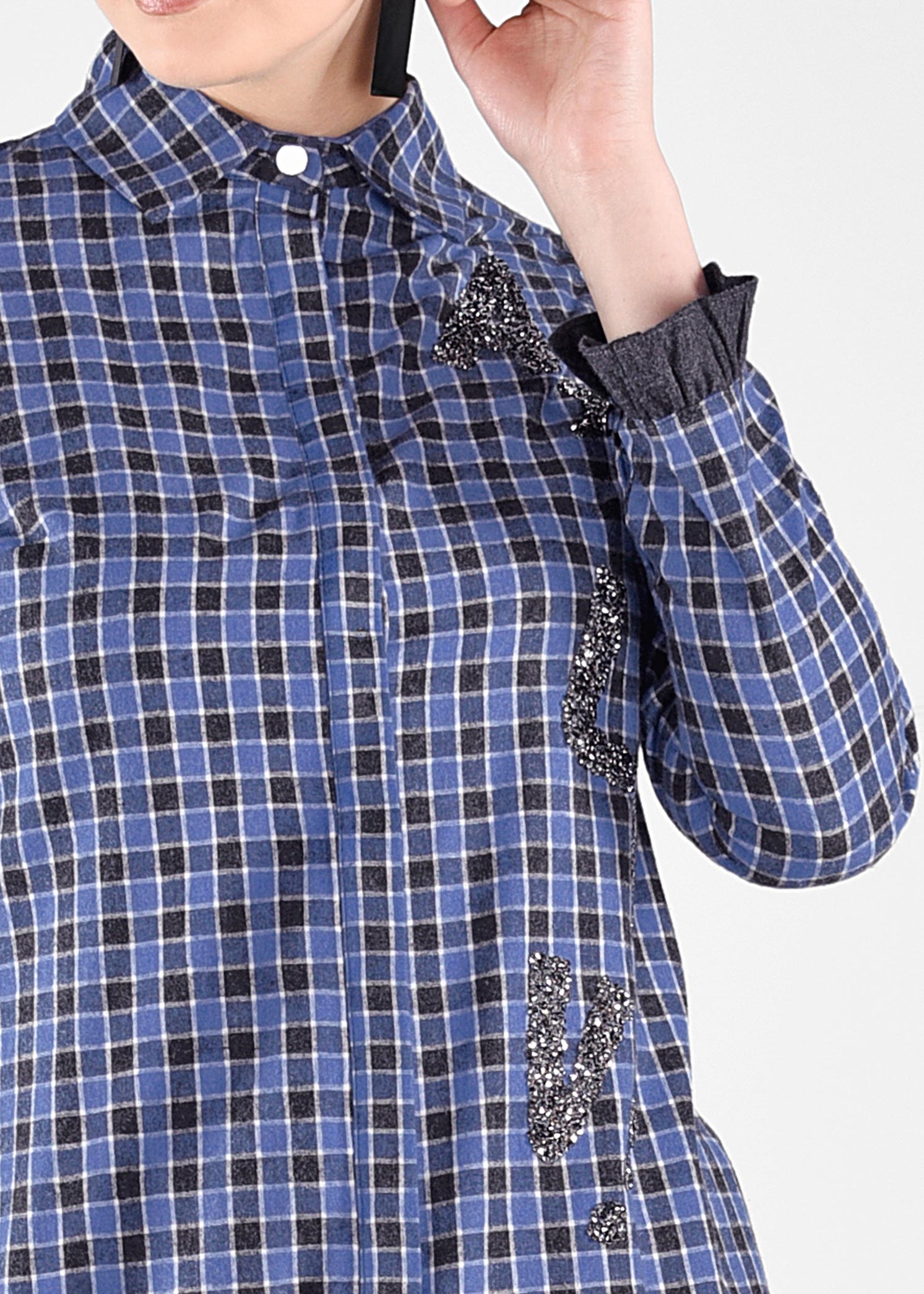 Tesettür giyim LACİVERT PÖTİKARE GİZLİ DÜĞMELİ TUNİK 4830