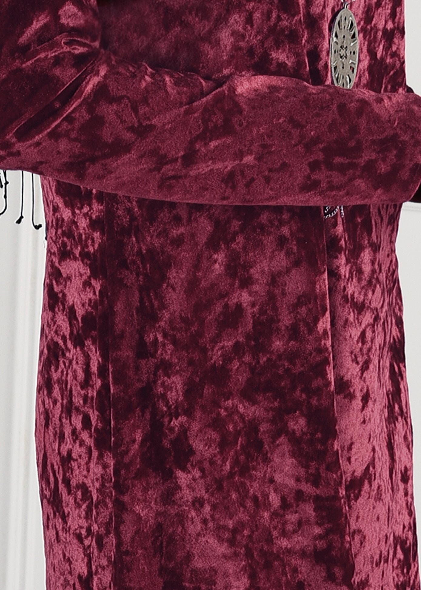 Tesettür giyim BORDO ASİMETRİK KESİM KADİFE TUNİK 4842