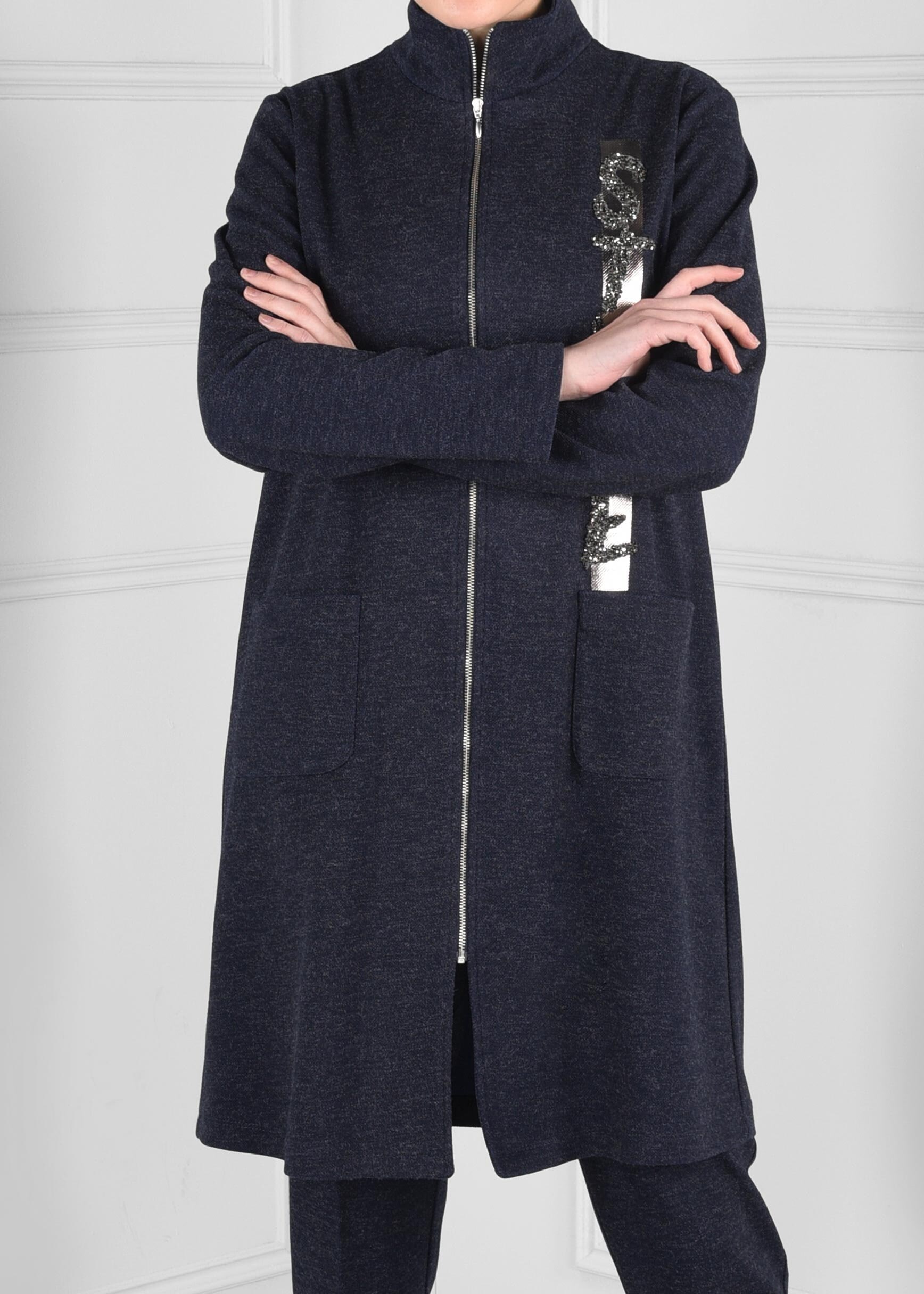 Tesettür giyim LACİVERT BASKILI FERMUARLI TUNİK 4865