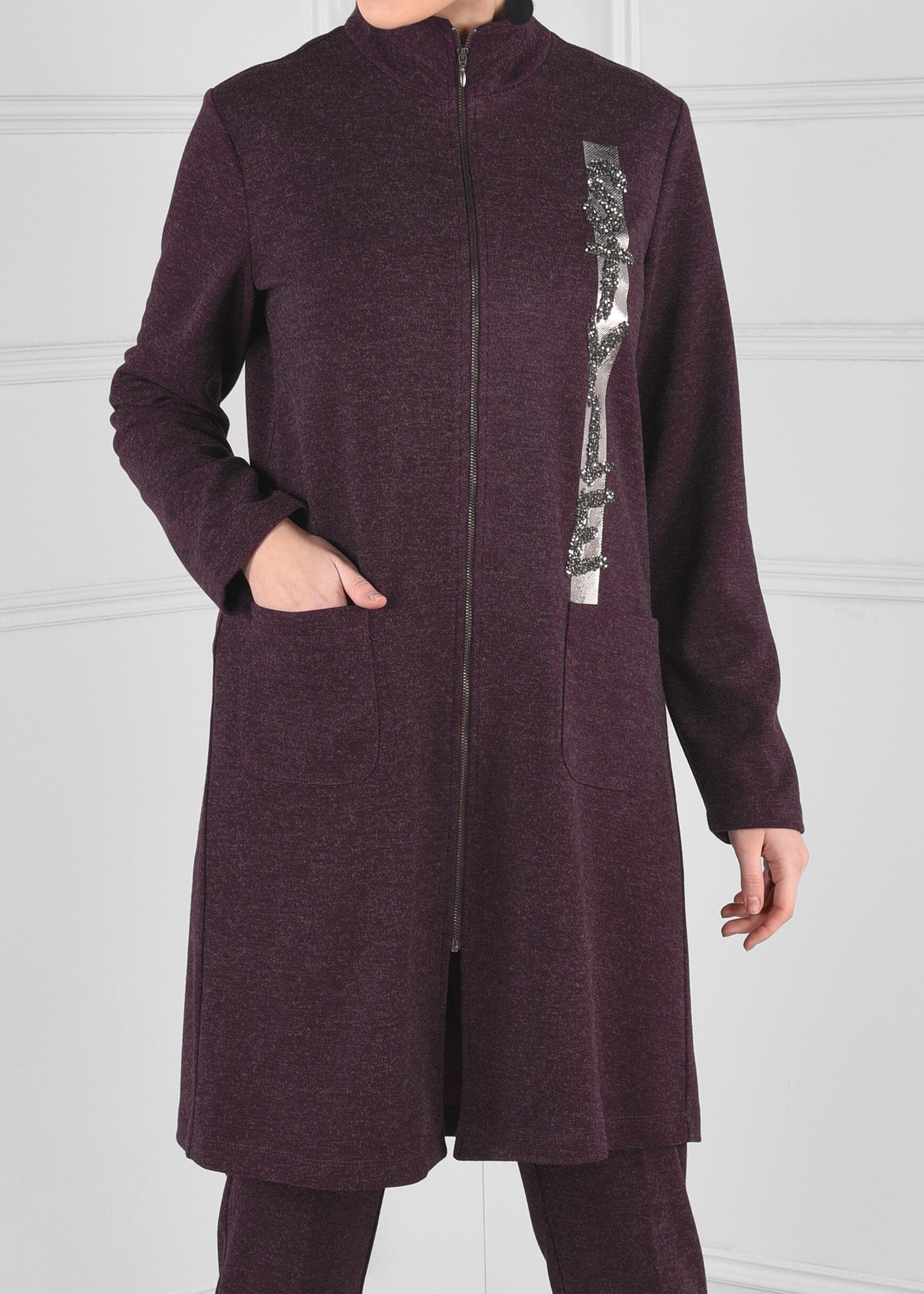 Tesettür giyim MÜRDÜM BASKILI FERMUARLI TUNİK 4865