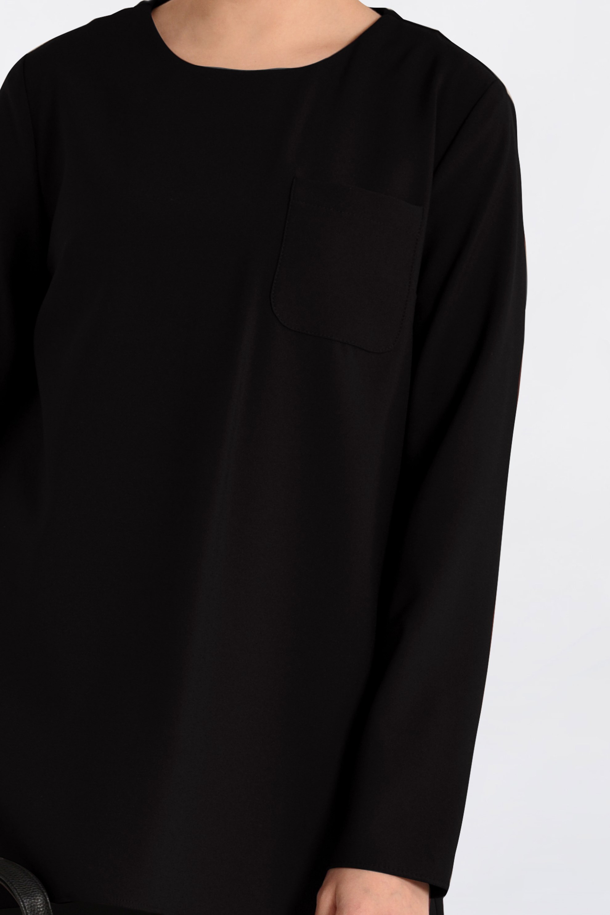 Tesettür giyim SİYAH BİSİKLET YAKA CEPLİ TUNİK 4871