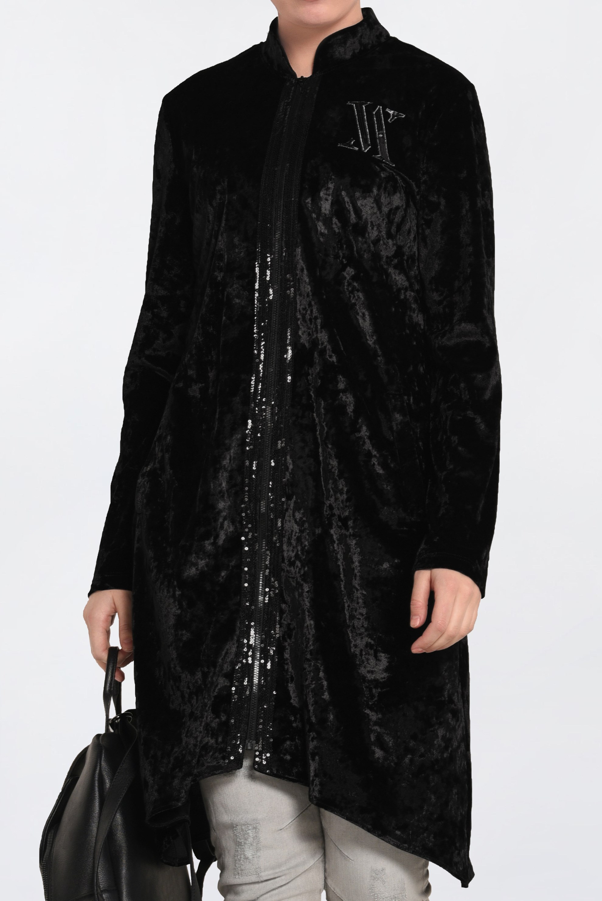 Tesettür giyim SİYAH HAKİM YAKA KADİFE EŞOFMAN TUNİK 4872