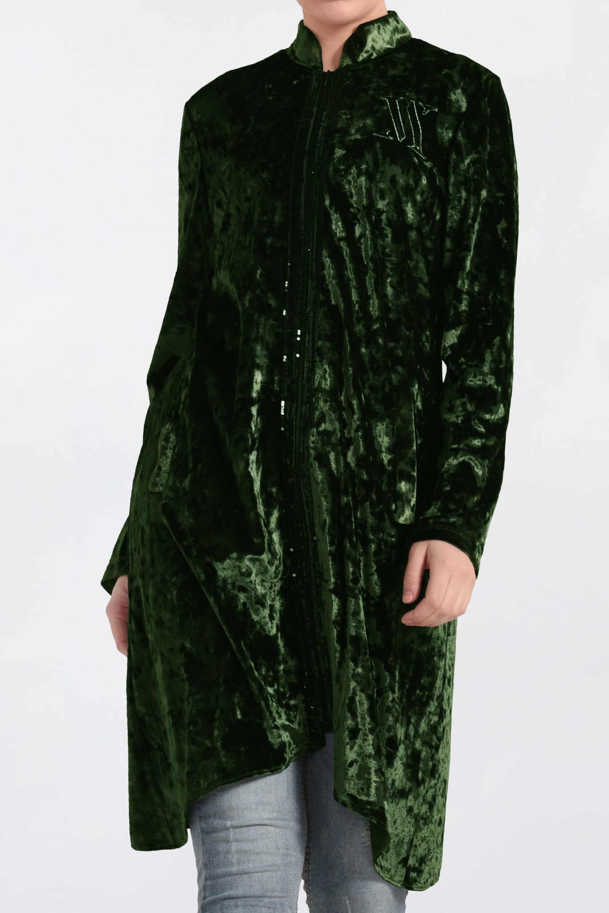 Tesettür giyim HAKİ HAKİM YAKA KADİFE EŞOFMAN TUNİK 4872