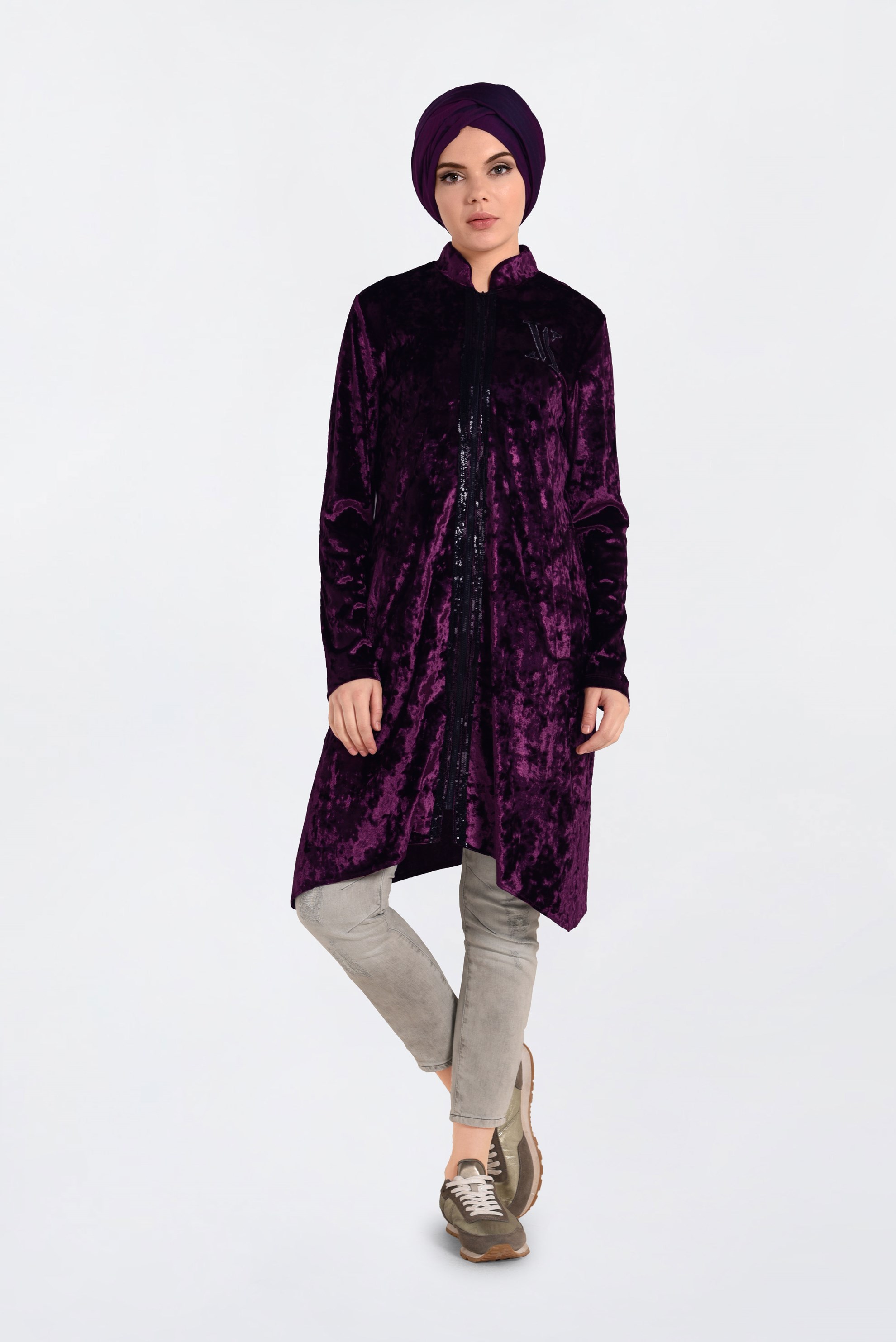 Hijab clothing DAMSON MANDARIN COLLAR VELVET SPORT TUNIC  4872 
