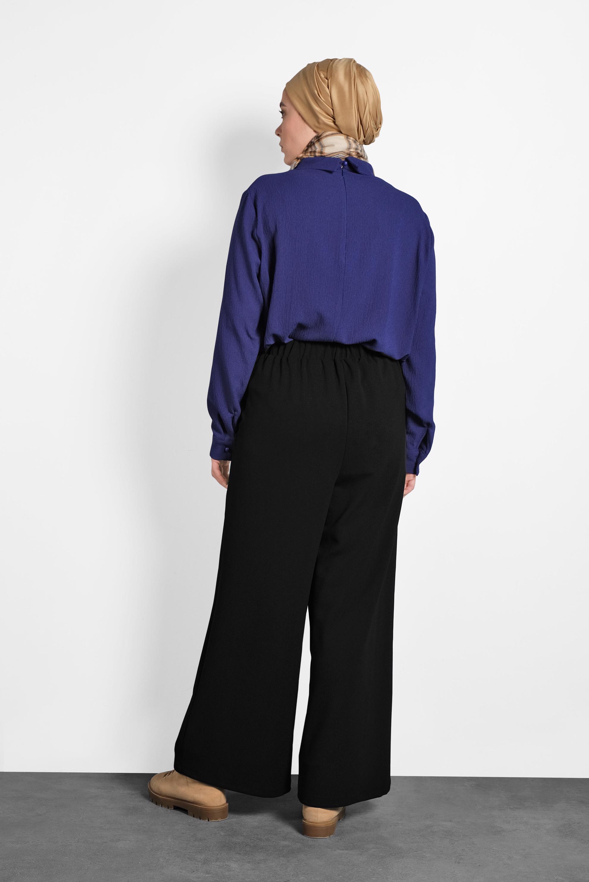 Hijab clothing BLACK ELASTIC-WAIST PANTS 7410 