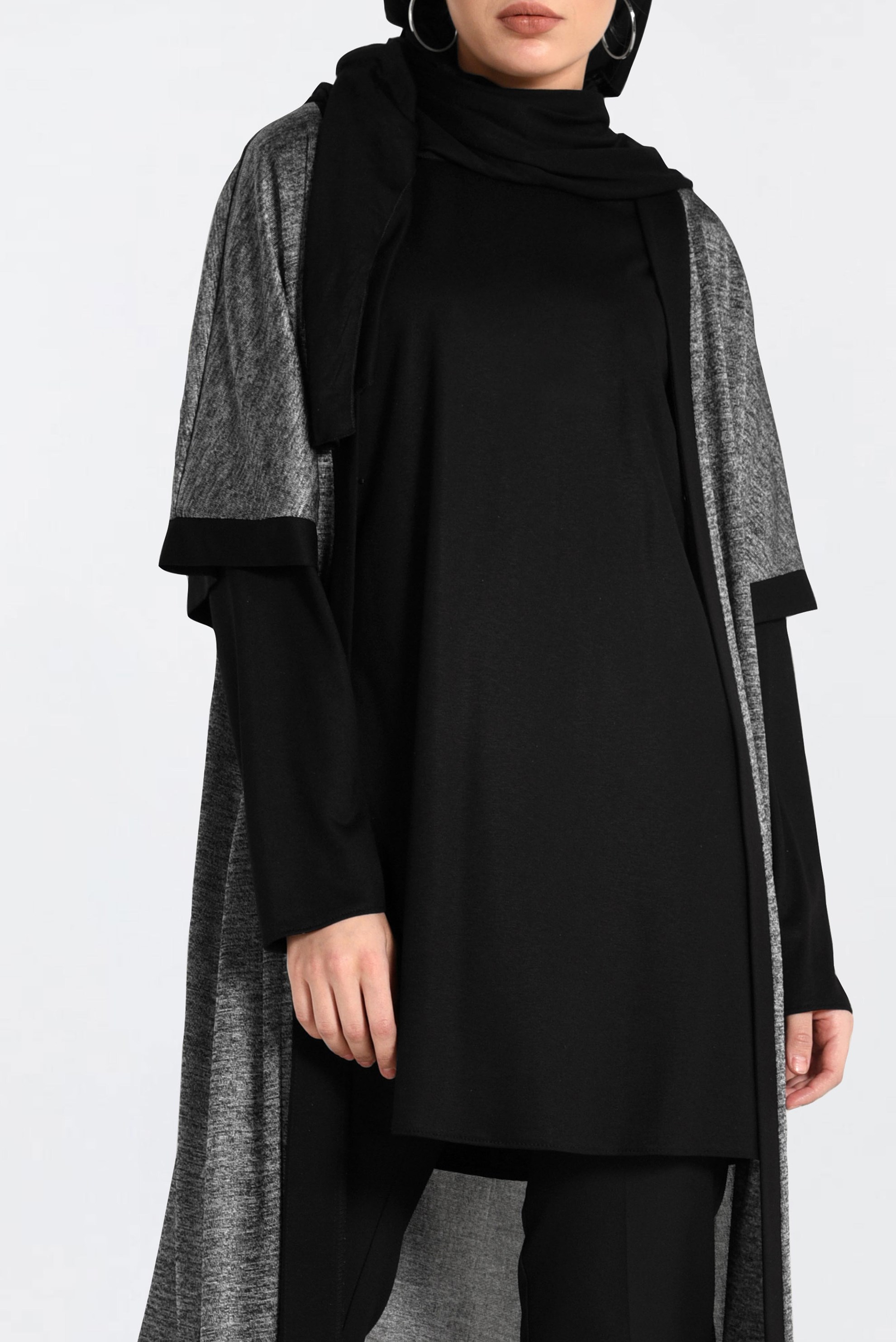 Tesettür giyim GRİ KISA KOL YELEKLİ TUNİK 2851-2 