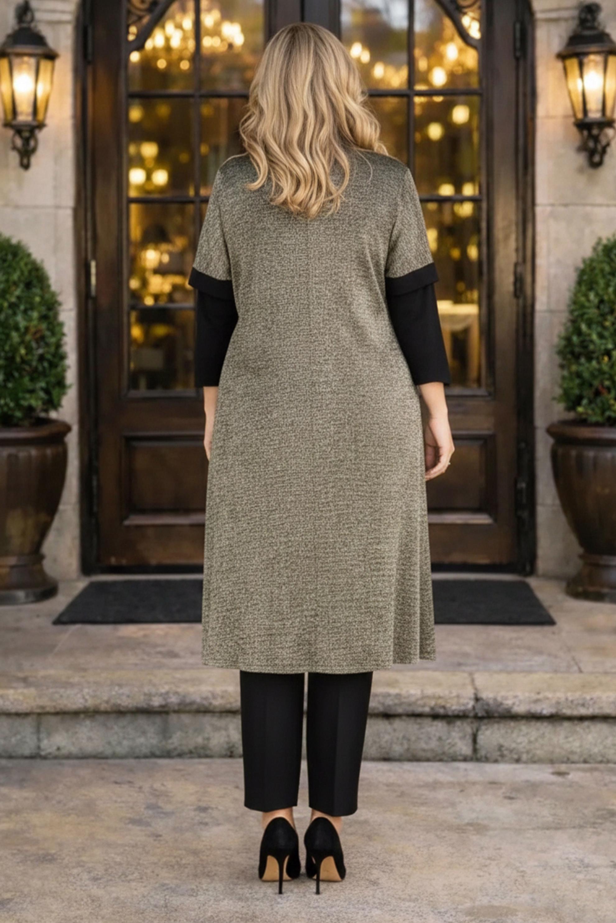 Tesettür giyim ALTIN KISA KOL YELEKLİ TUNİK 2851-2 