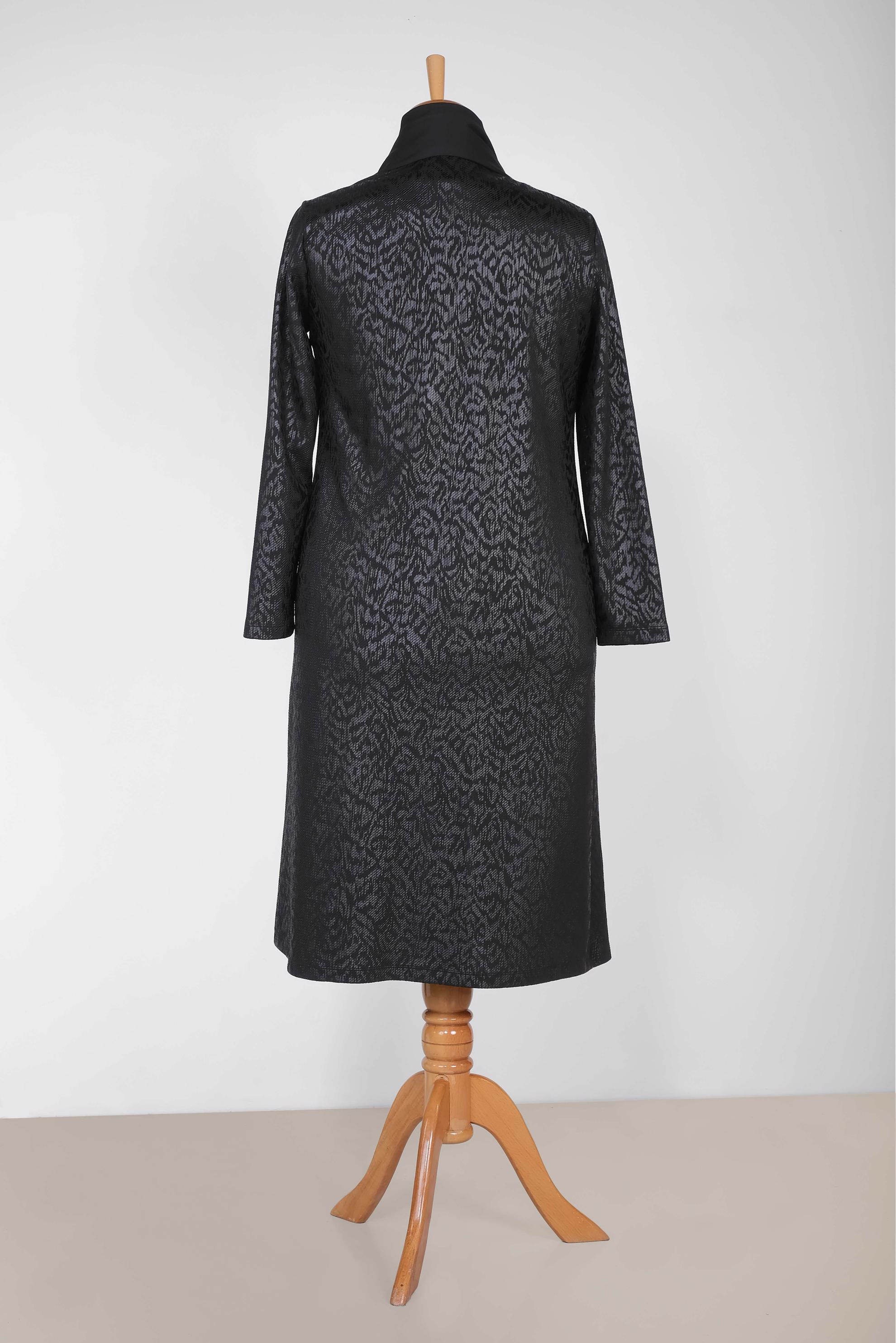 Tesettür giyim SİYAH OMUZLARI TAŞ BASKI DETAYLI DESENLİ 2Lİ TUNİK 2854-1