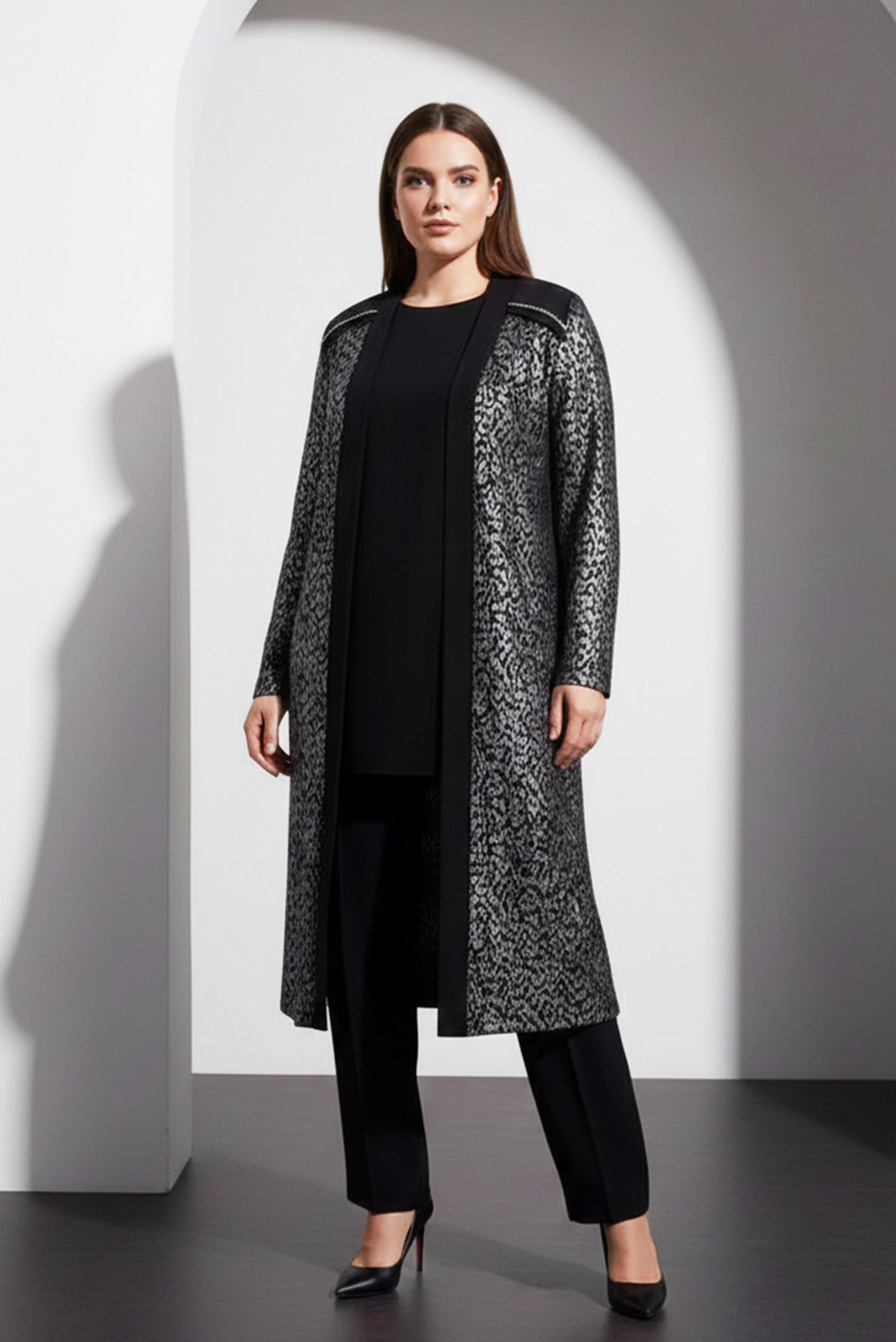 Tesettür giyim GRİ TAŞ BASKI DETAYLI İKİLİ TUNİK 2854-1