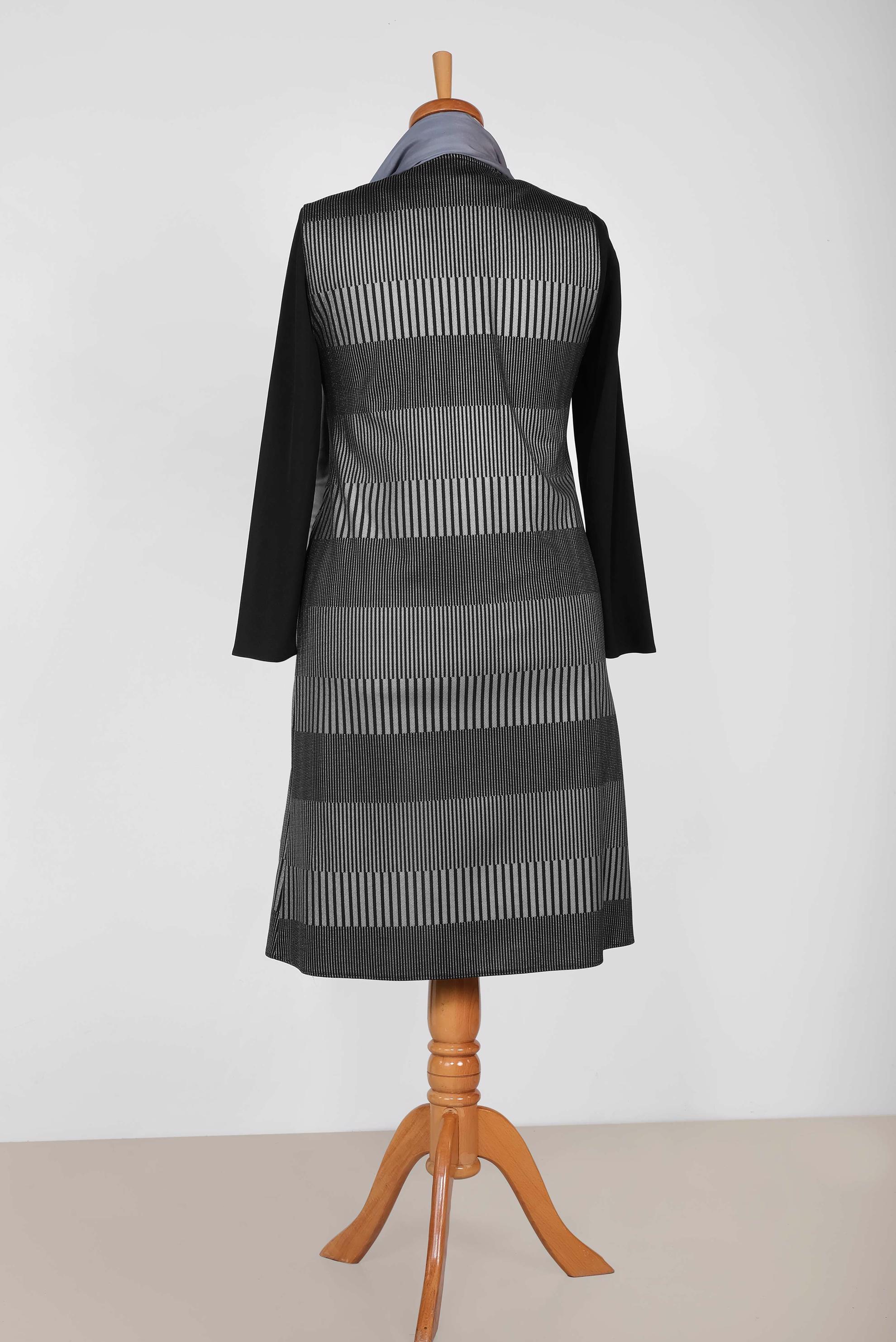 Tesettür giyim GRİ ÇİZGİLİ 2Lİ TUNİK  2856-1