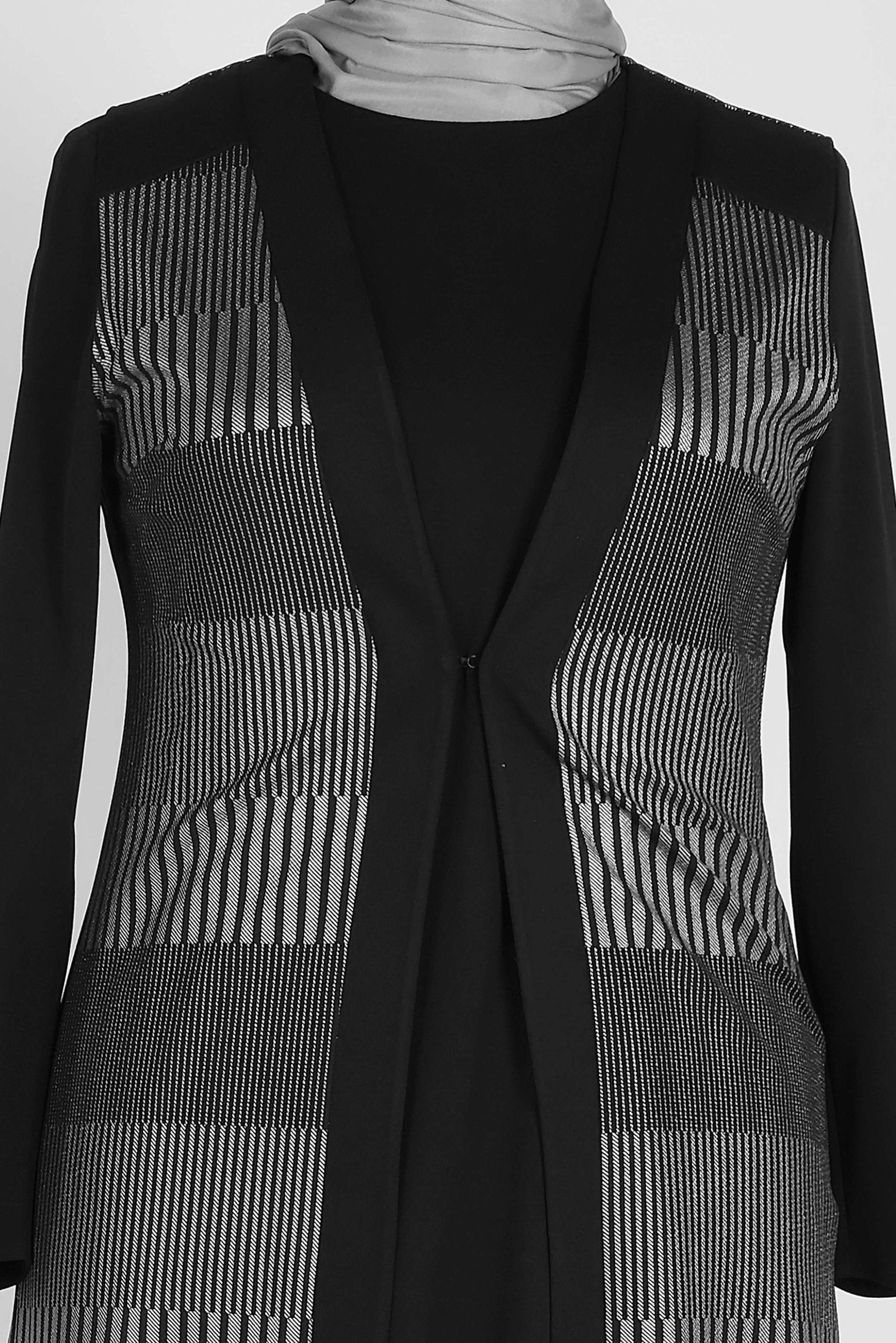 Tesettür giyim GRİ ÇİZGİLİ 2Lİ TUNİK  2856-1