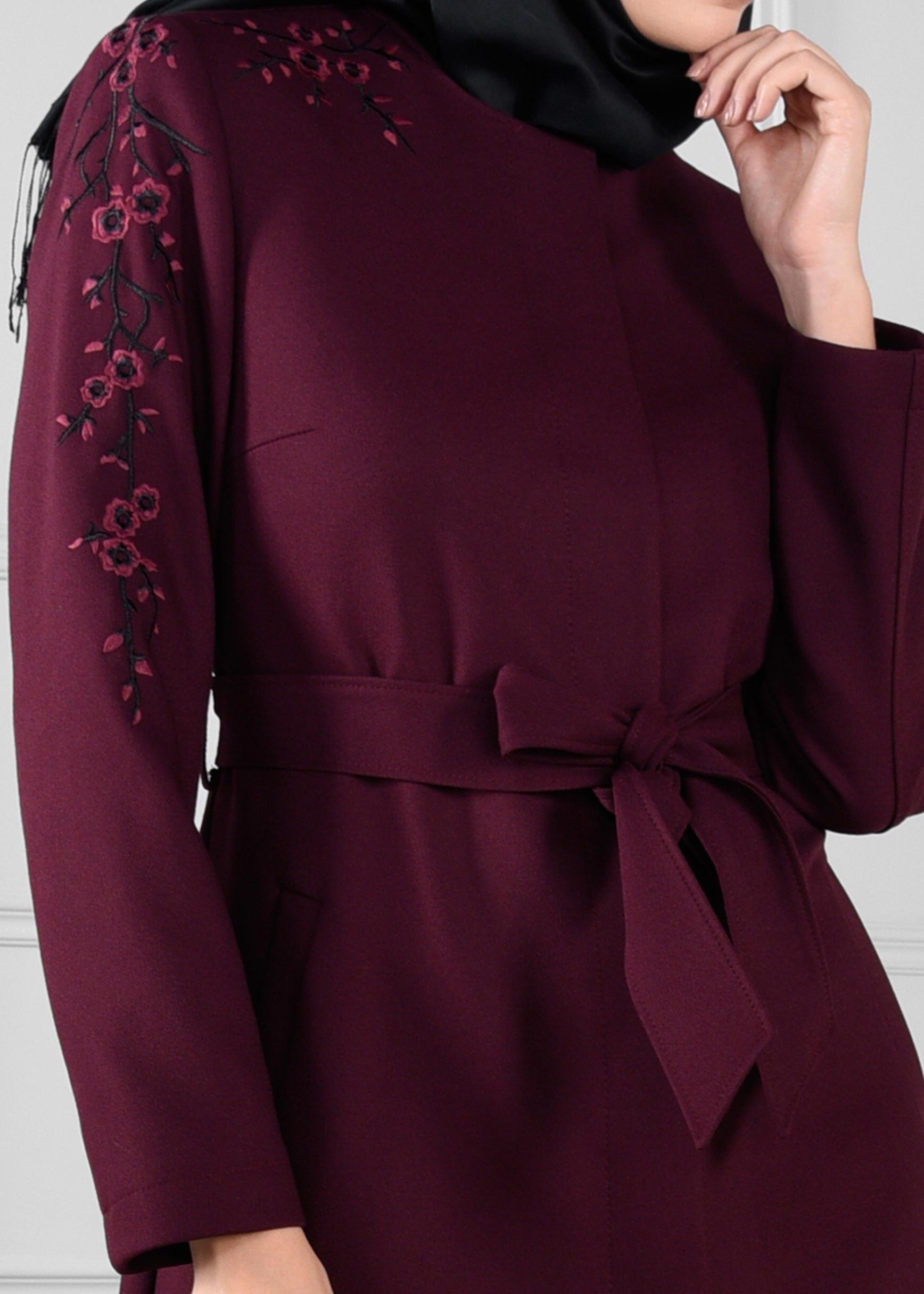 Tesettür giyim MÜRDÜM NAKIŞLI KAŞE KABAN 1139