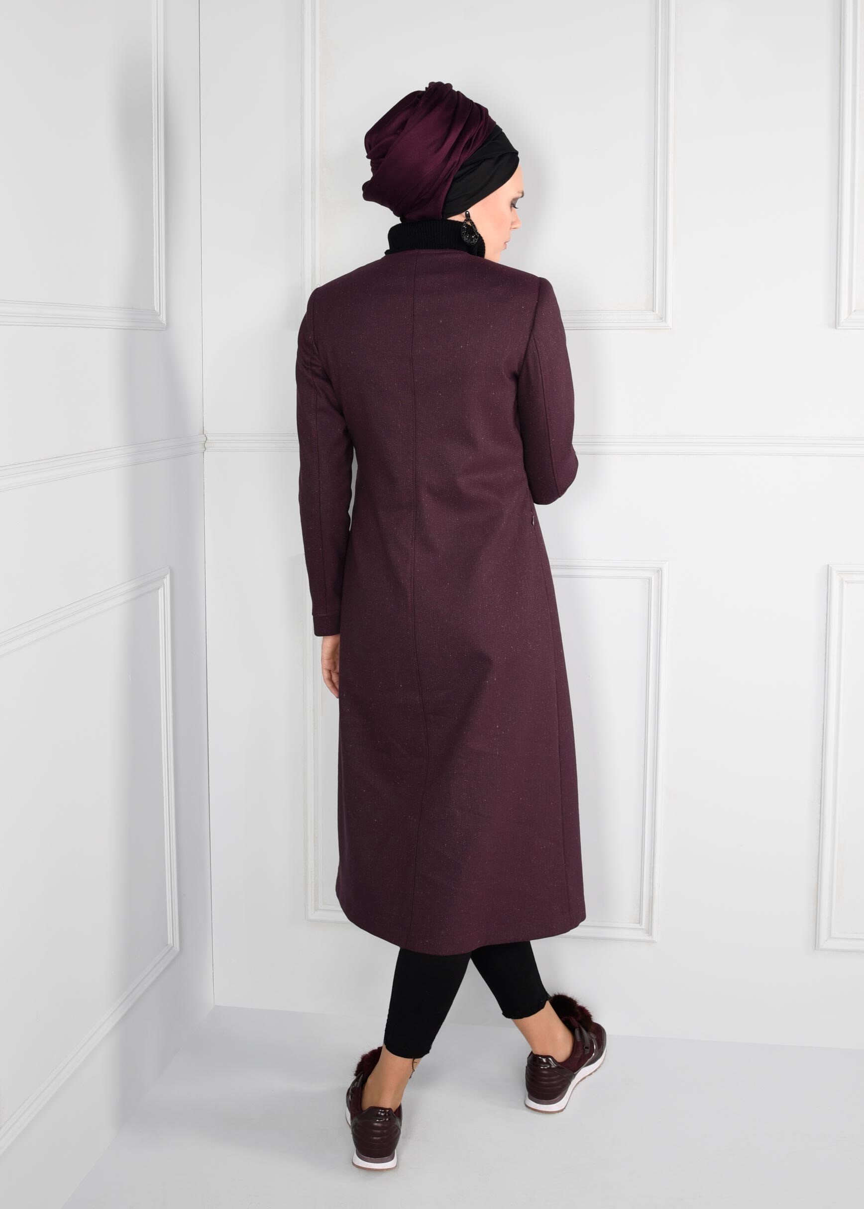 Tesettür giyim MÜRDÜM NAKIŞ İŞLEMELİ FERMUARLI TRENÇKOT 1145