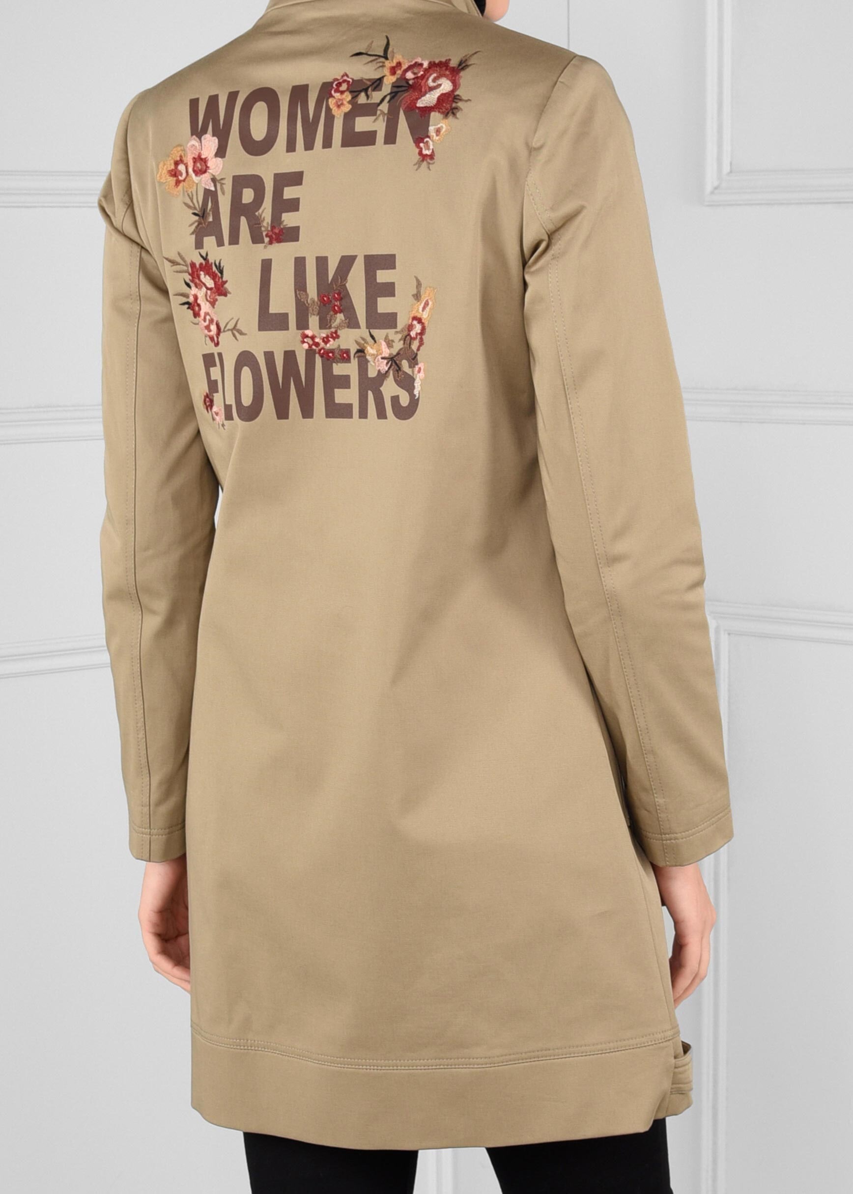 Tesettür giyim KAHVE SIRTI NAKIŞ İŞLEMELİ CEPLİ TRENÇKOT 1150