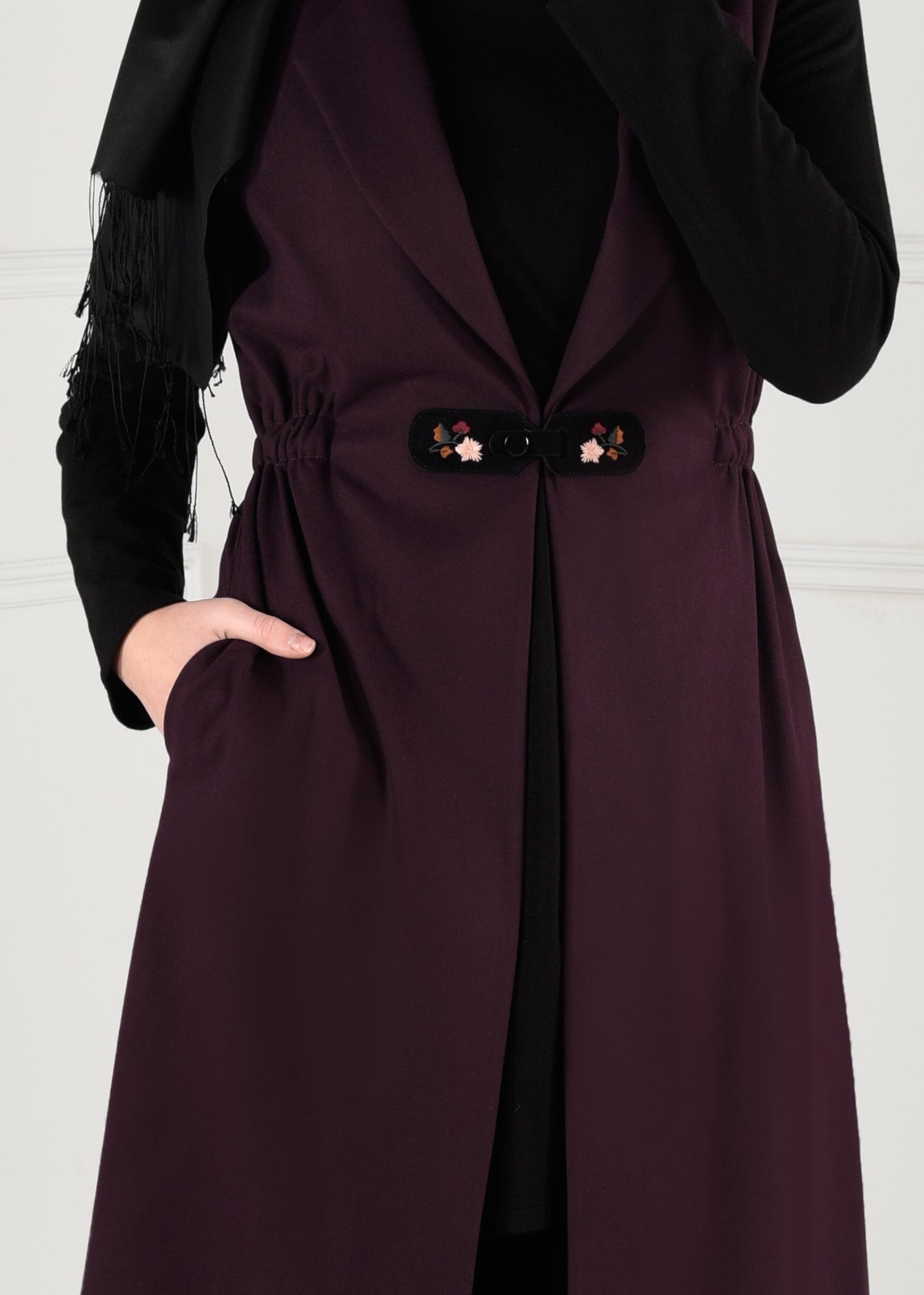 Tesettür giyim MÜRDÜM BELİ LASTİKLİ CEPLİ YELEK 4648 