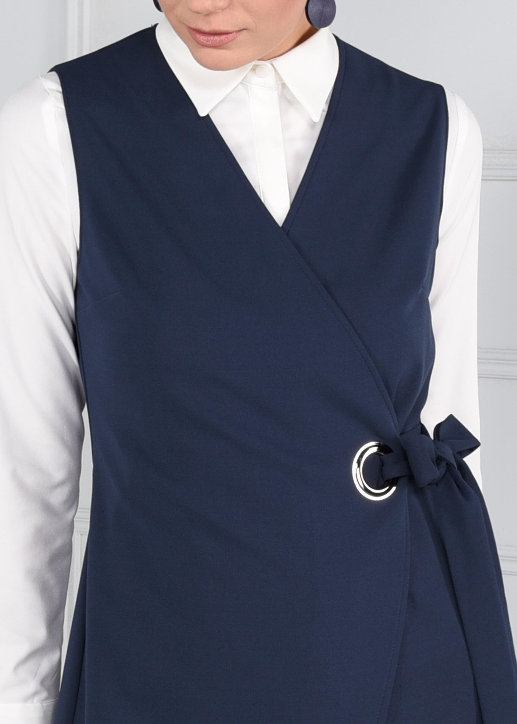 Tesettür giyim LACİVERT KUŞAKLI ANVELOP YELEK 4707