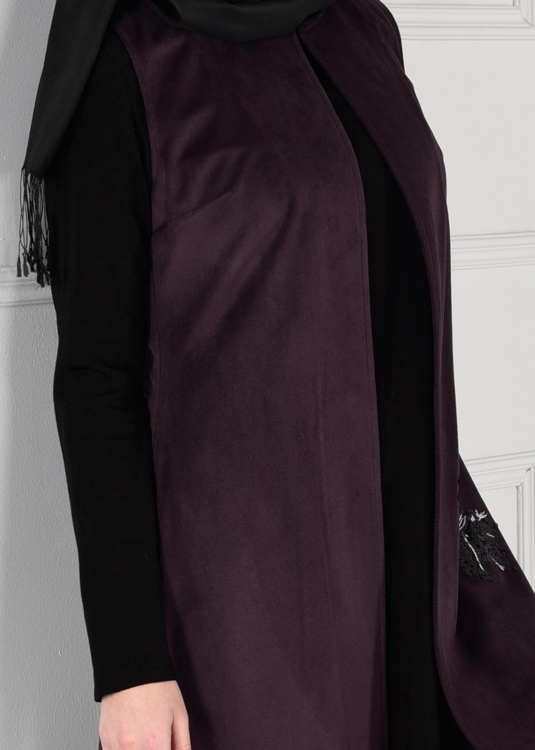 Tesettür giyim MÜRDÜM PAYET DETAYLI ETEK UCU VOLANLI YELEK 4834