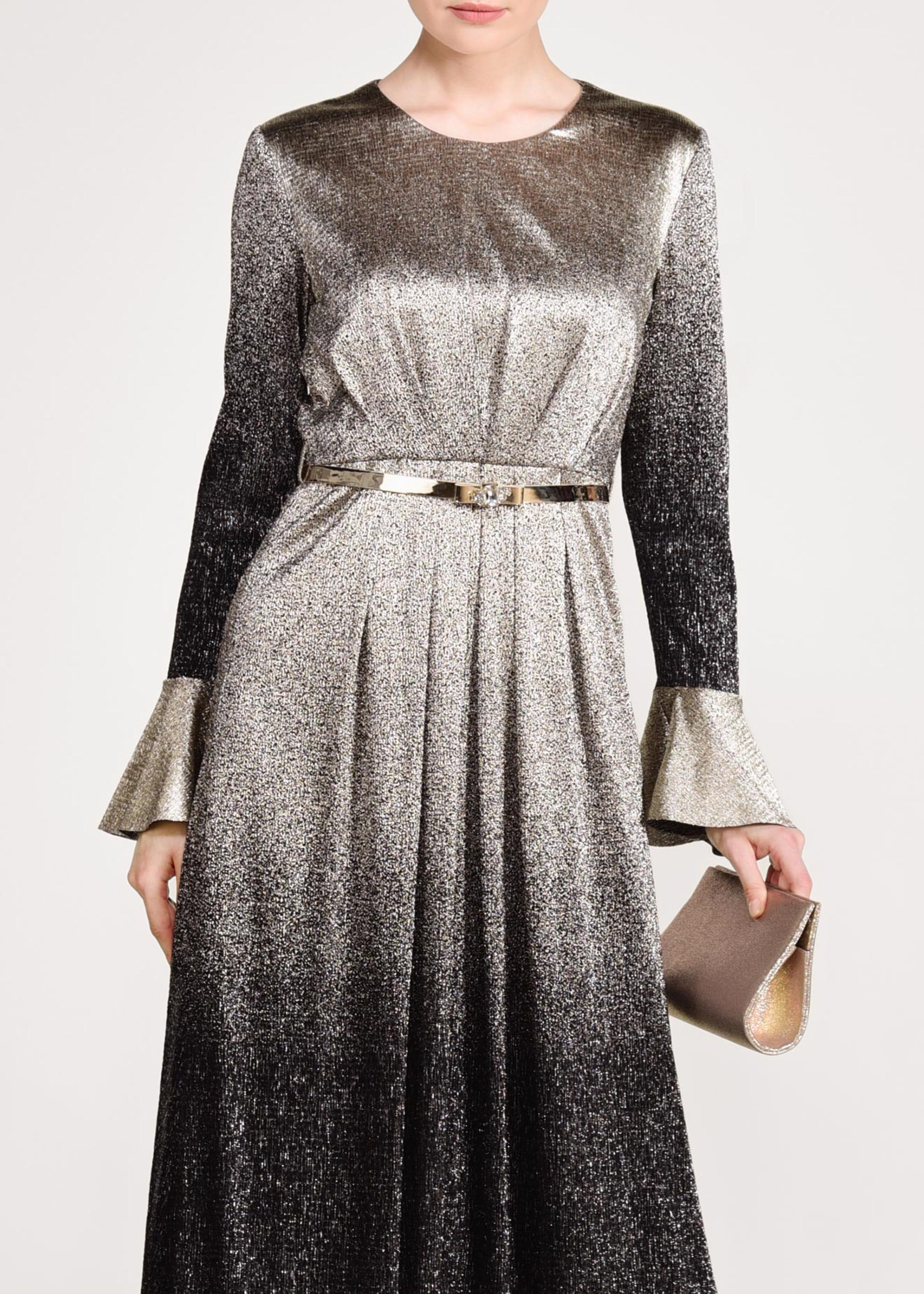 Tesettür giyim SİYAH RENK GEÇİŞLİ SİMLİ ABİYE ELBİSE 5431