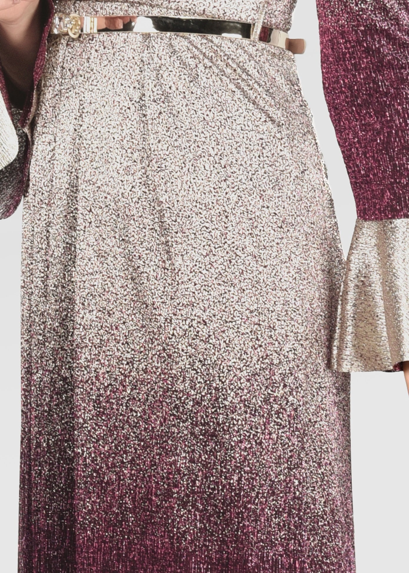 Tesettür giyim BORDO RENK GEÇİŞLİ SİMLİ ABİYE ELBİSE 5431