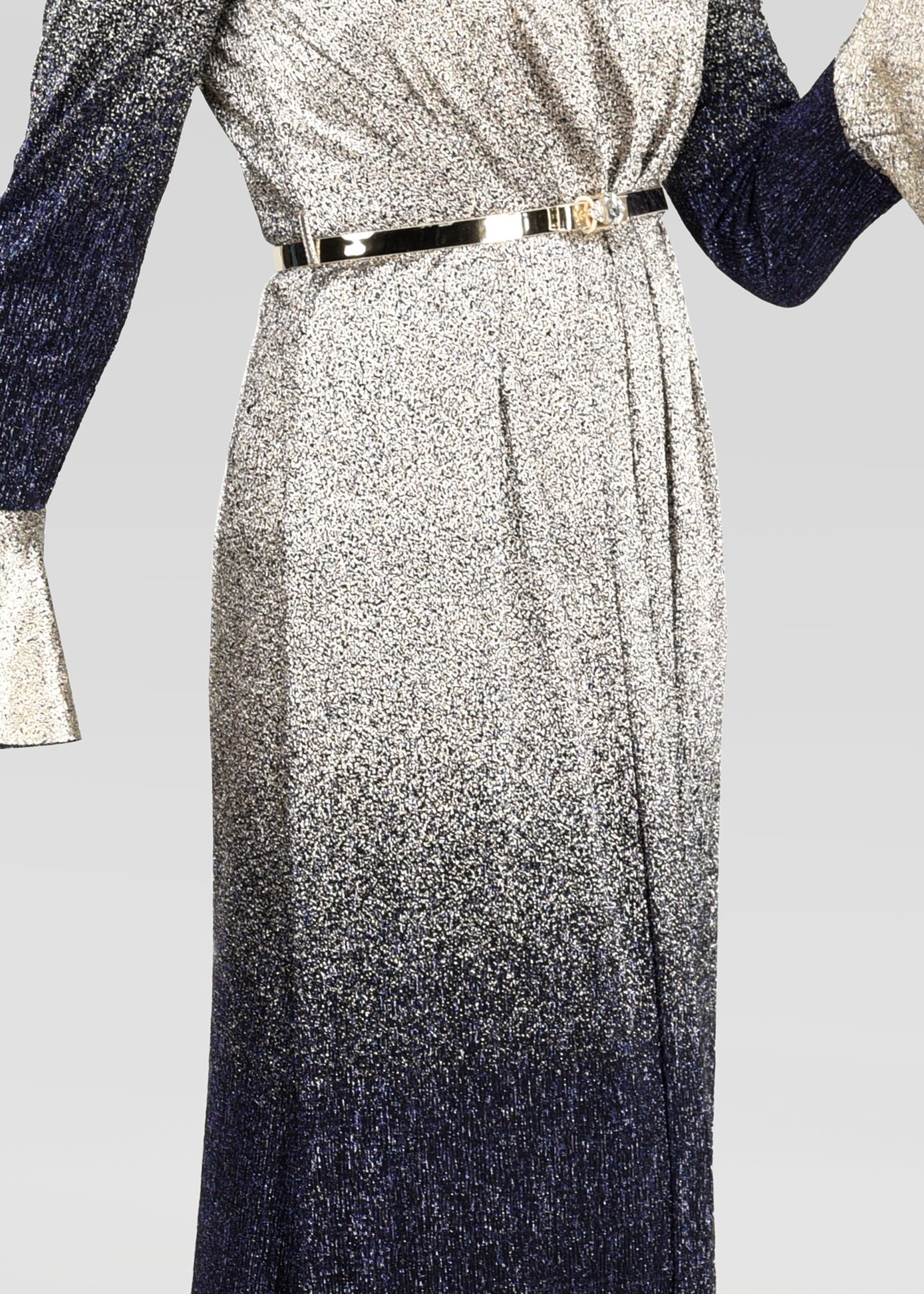 Tesettür giyim LACİVERT RENK GEÇİŞLİ SİMLİ ABİYE ELBİSE 5431 