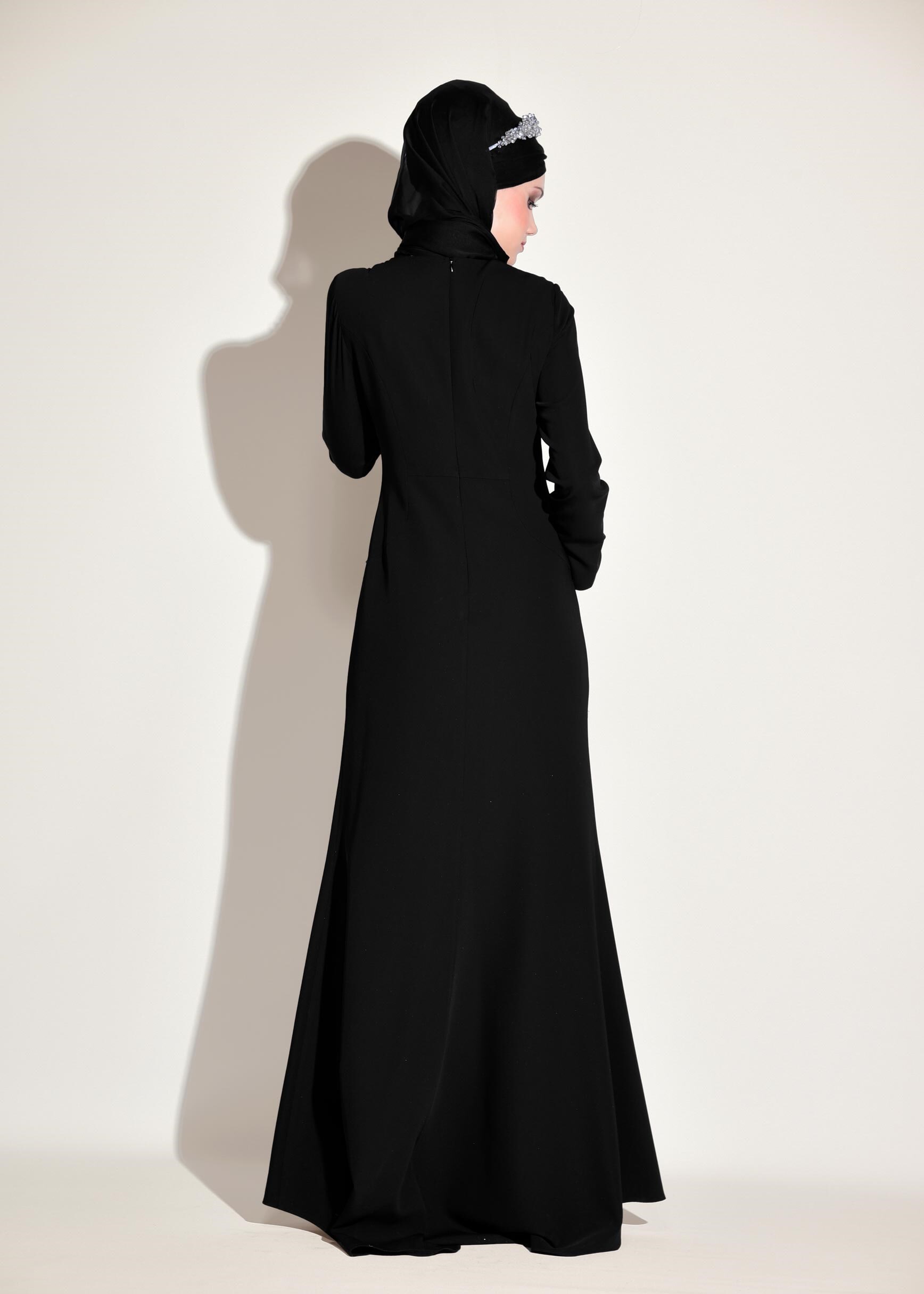 Tesettür giyim SİYAH TAŞLI ABİYE ELBİSE 5432 