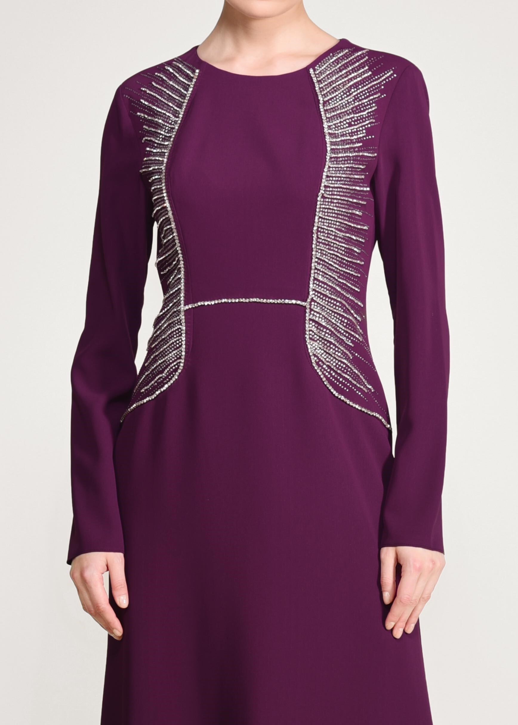 Tesettür giyim MOR TAŞLI ABİYE ELBİSE 5432 