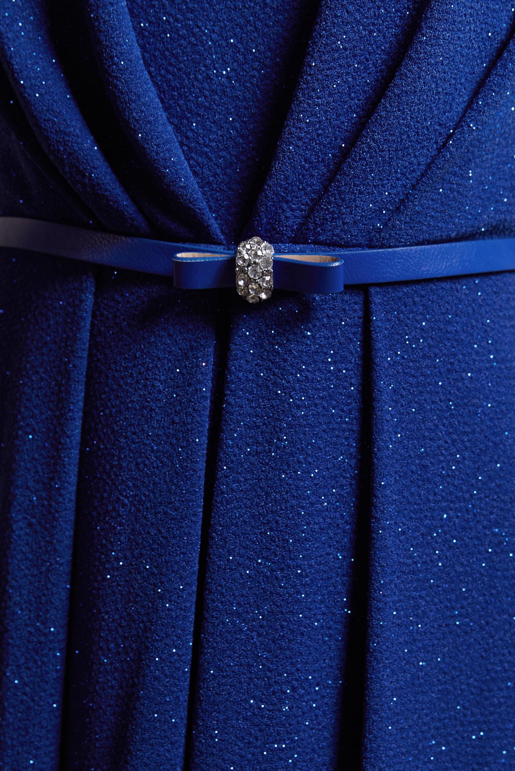 Tesettür giyim LACİVERT KEMER DETAYLI SİMLİ ABİYE ELBİSE 5434