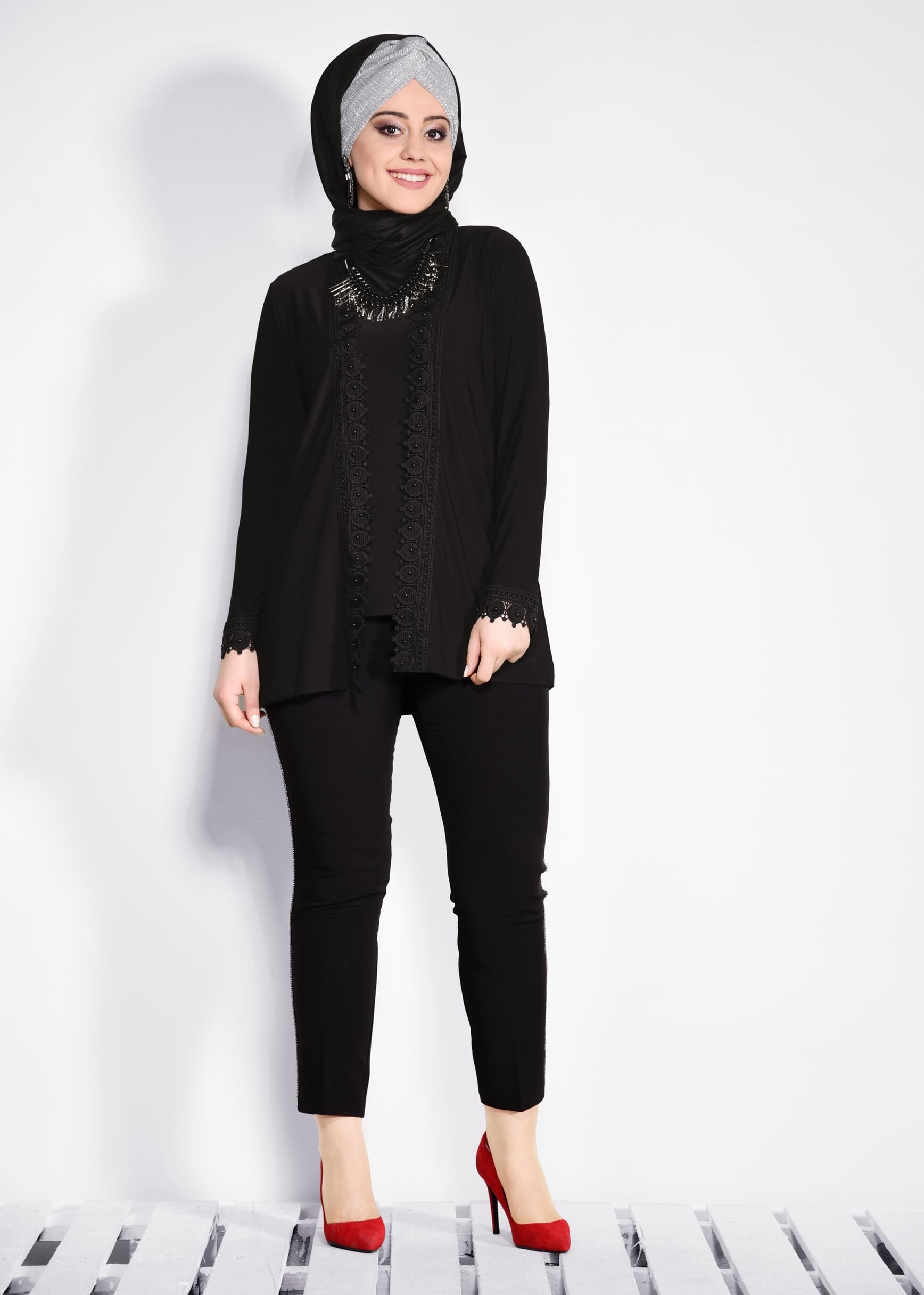 Hijab clothing BLACK 2802 VİZONA 2′Lİ BLUZ 44/48 TEK46